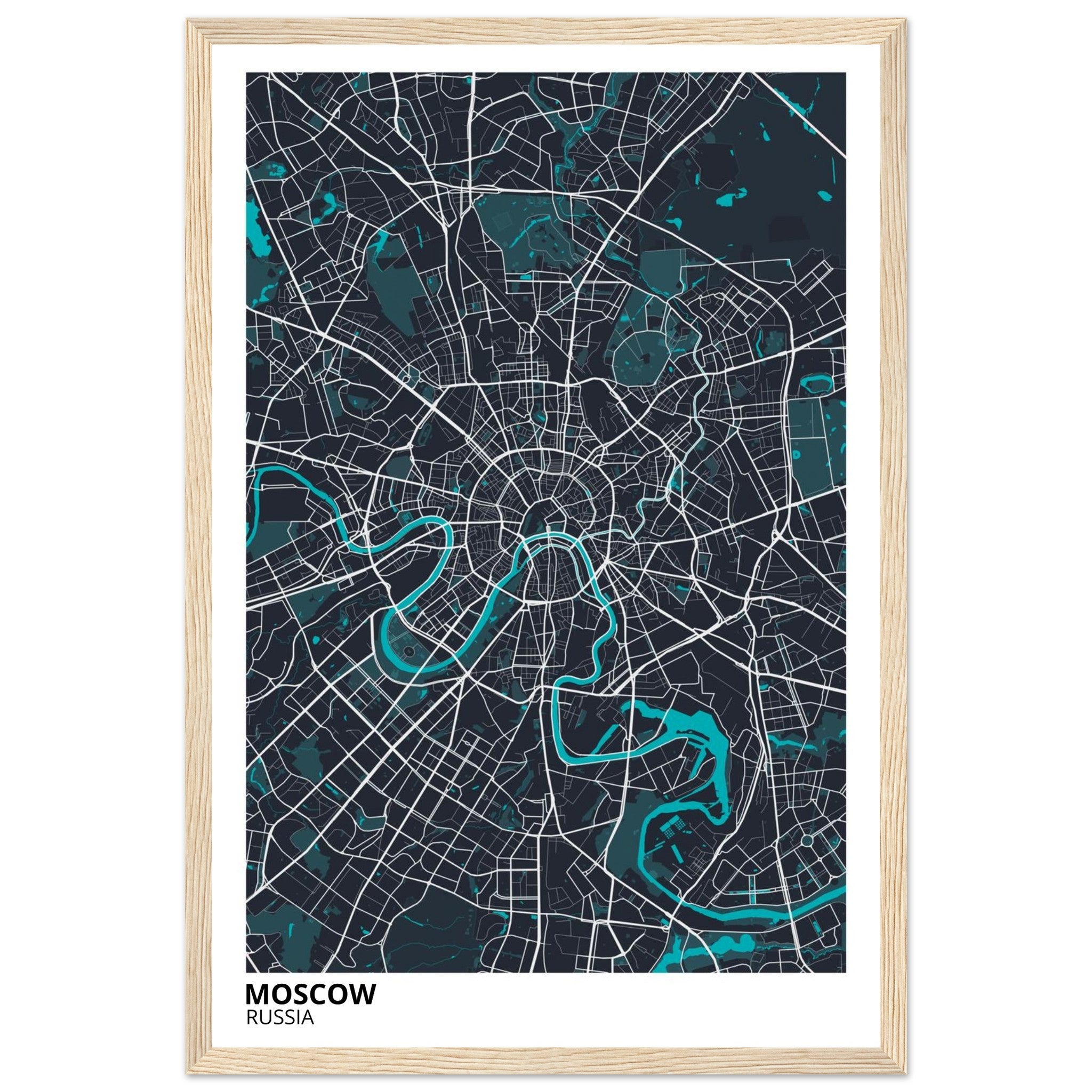 moscow russia map poster print