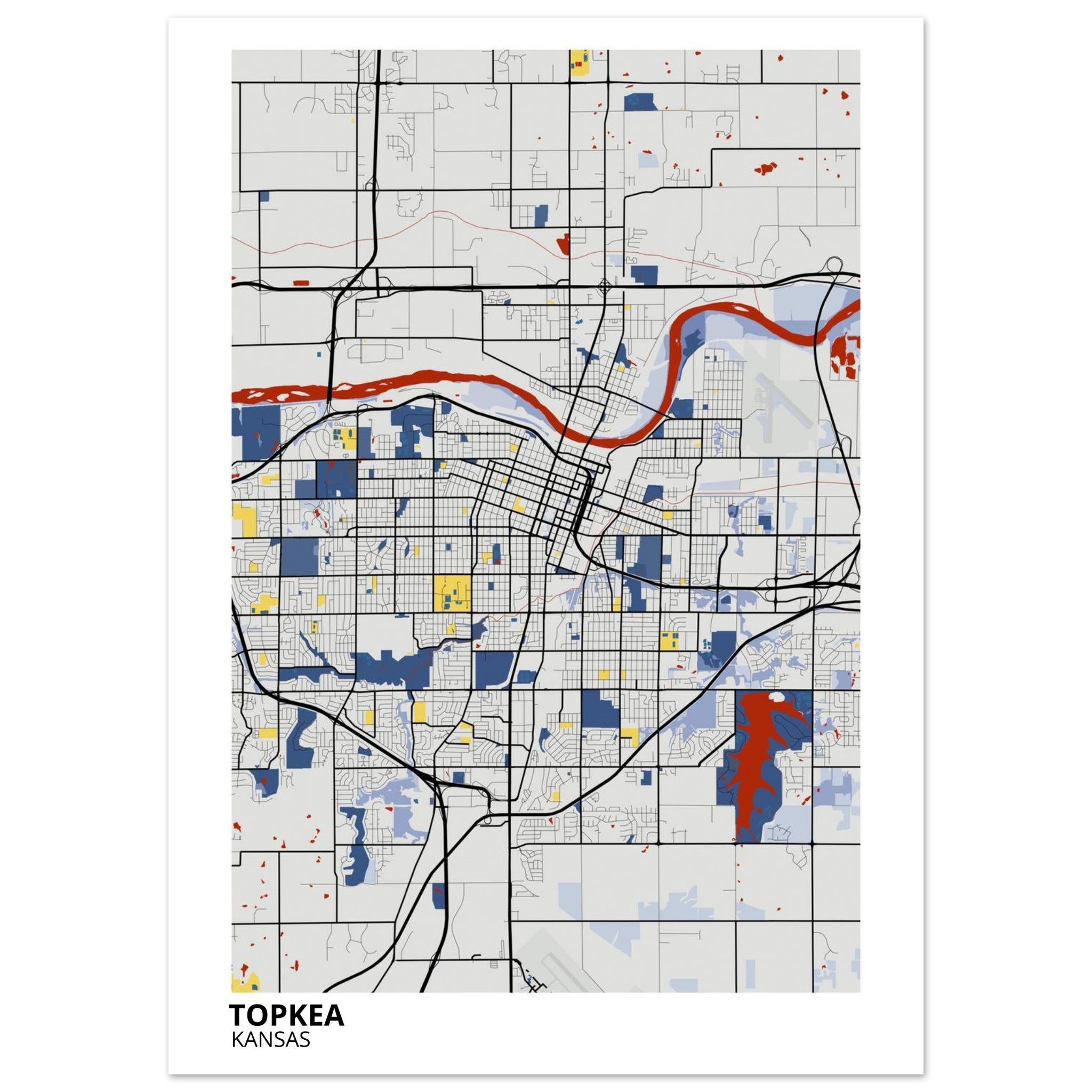 topeka map poster print