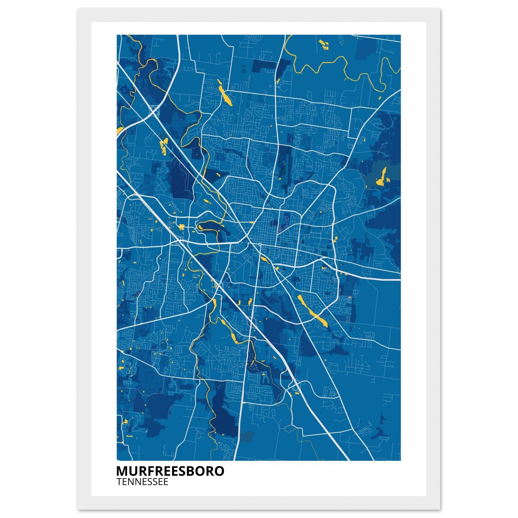 Murfreesboro Tennessee City Map Poster | Custom Map Art Print - Ink And Atlas