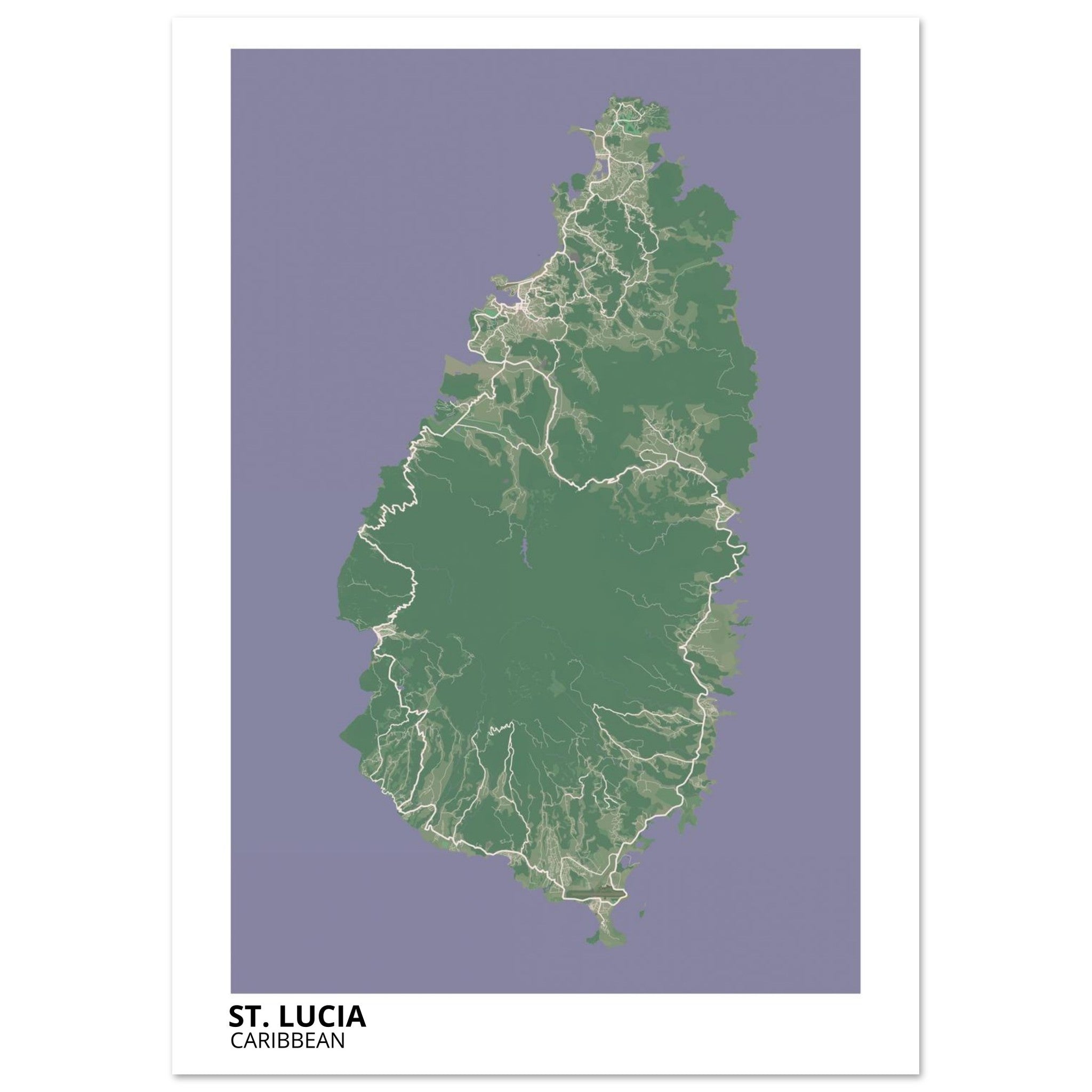 St. Lucia Caribbean City Map Poster | Custom Map Art Print - Ink And Atlas