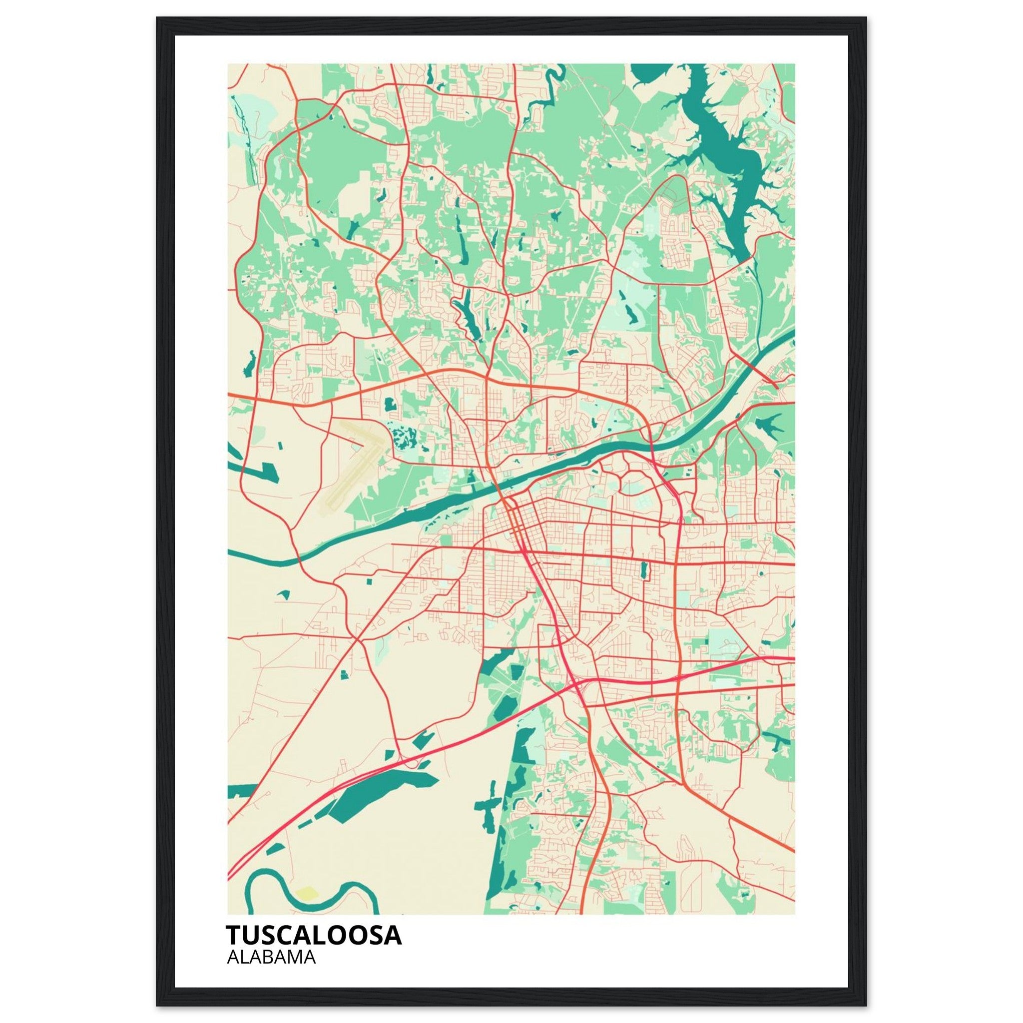 Tuscaloosa Alabama City Map Poster | Custom Map Art Print - Ink And Atlas