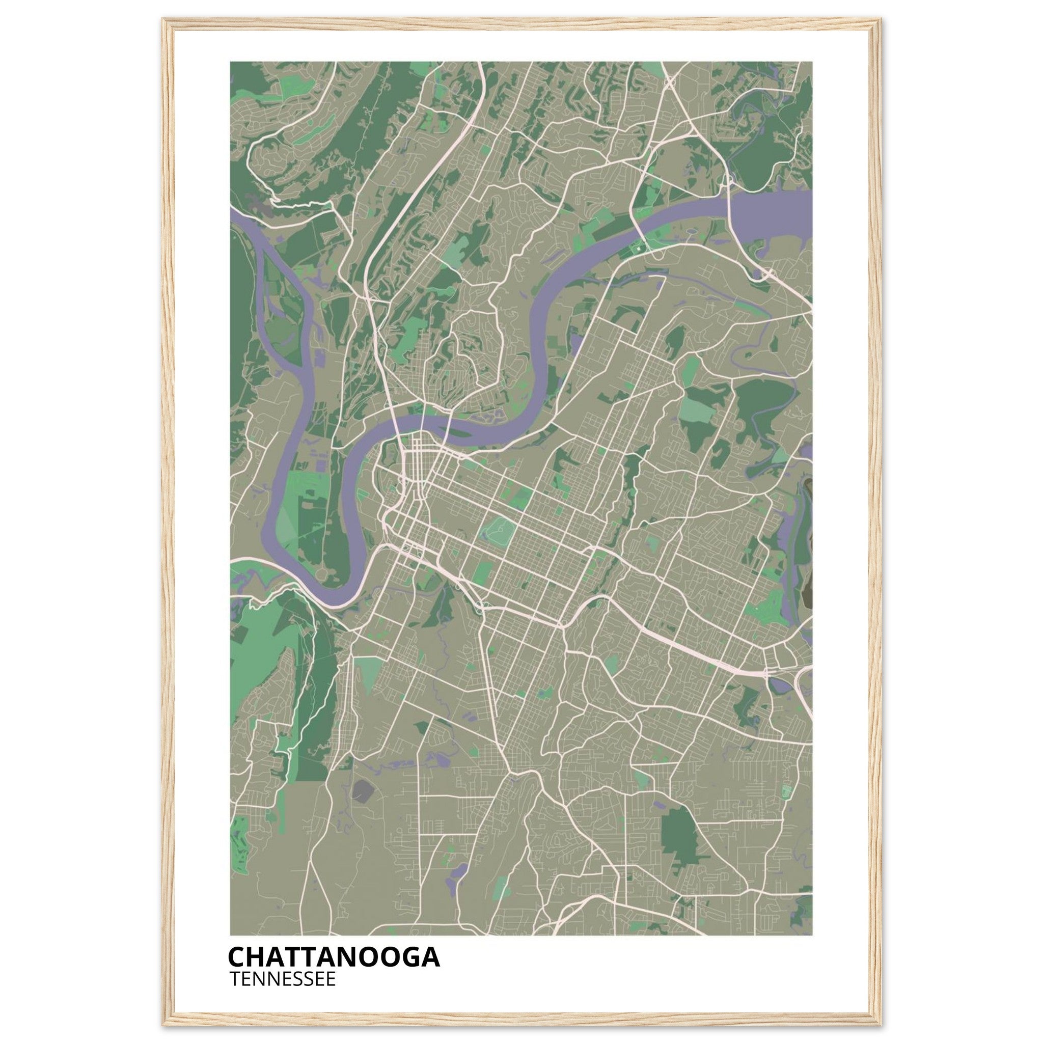 Chattanooga Tennessee City Map Poster | Custom Map Art Print - Ink And Atlas