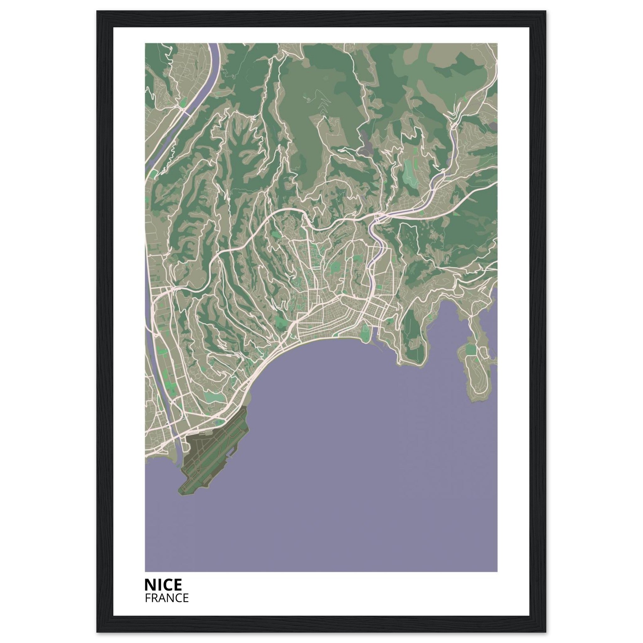 Nice France City Map Poster | Custom Map Art Print - Ink And Atlas