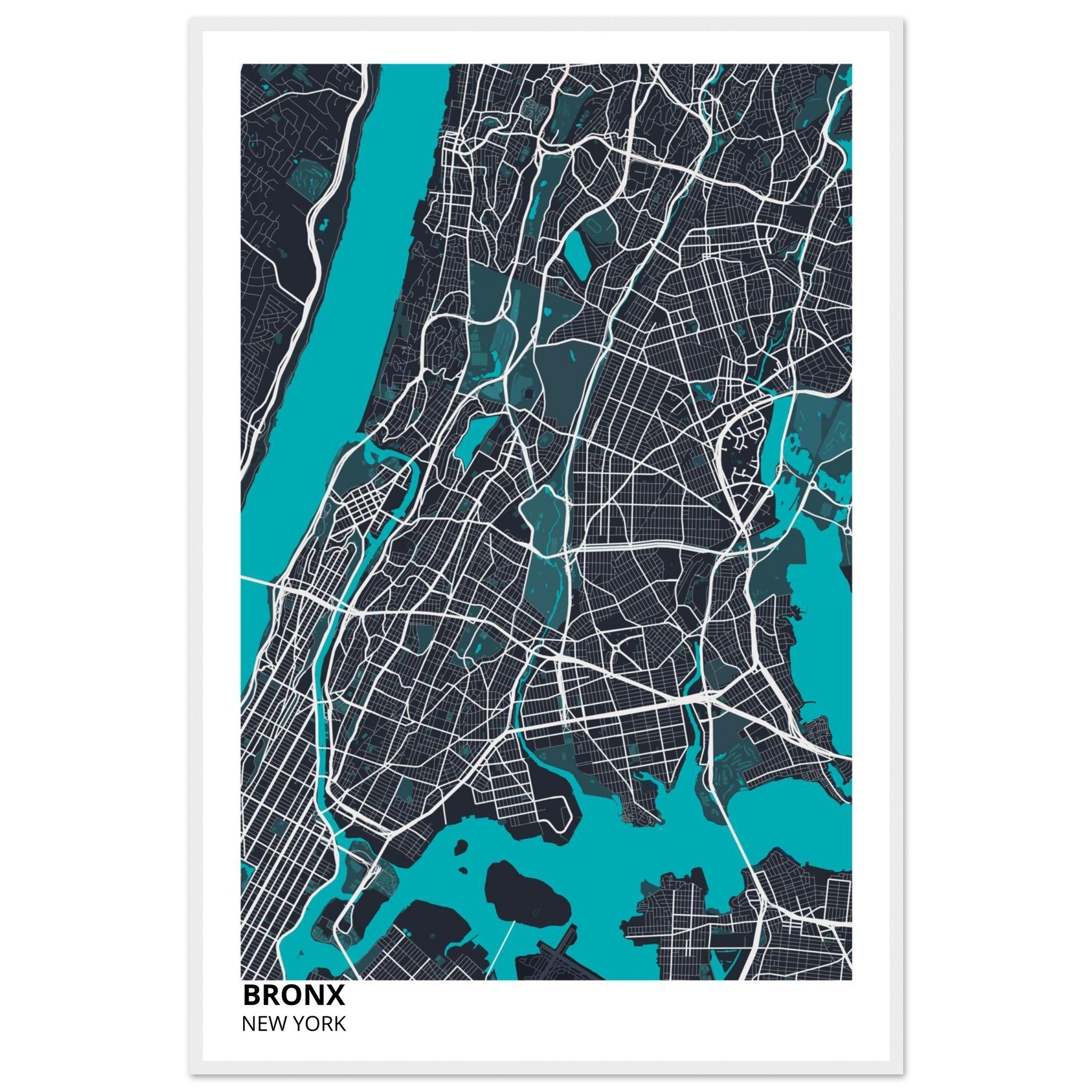 bronx map poster print
