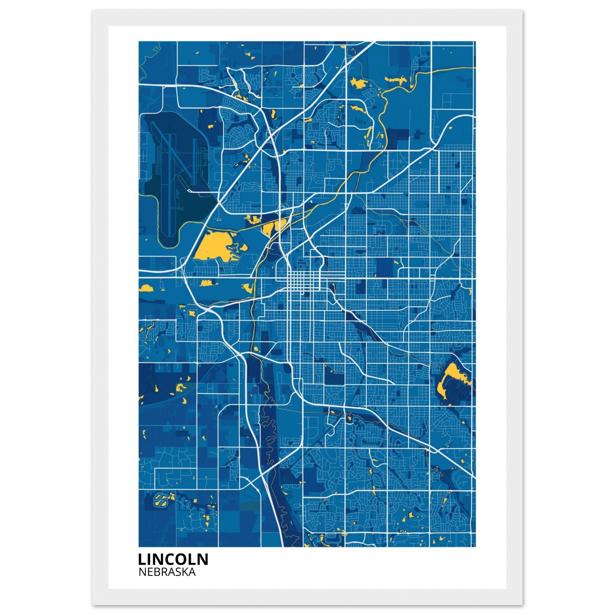 lincoln map poster print