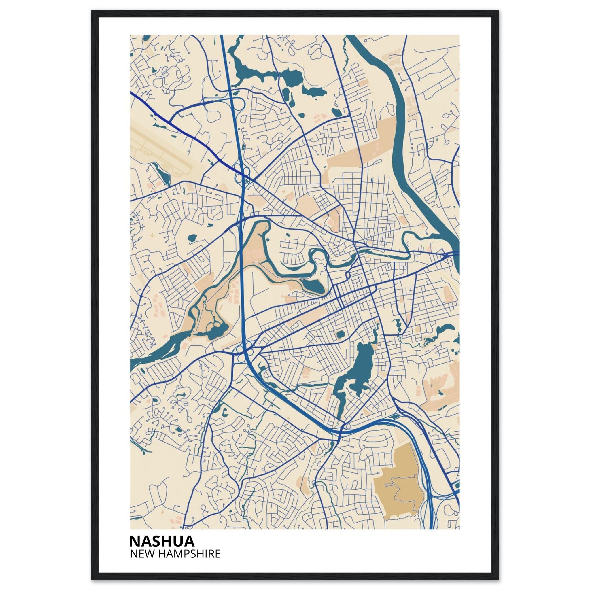Nashua New Hampshire City Map Poster | Custom Map Art Print - Ink And Atlas