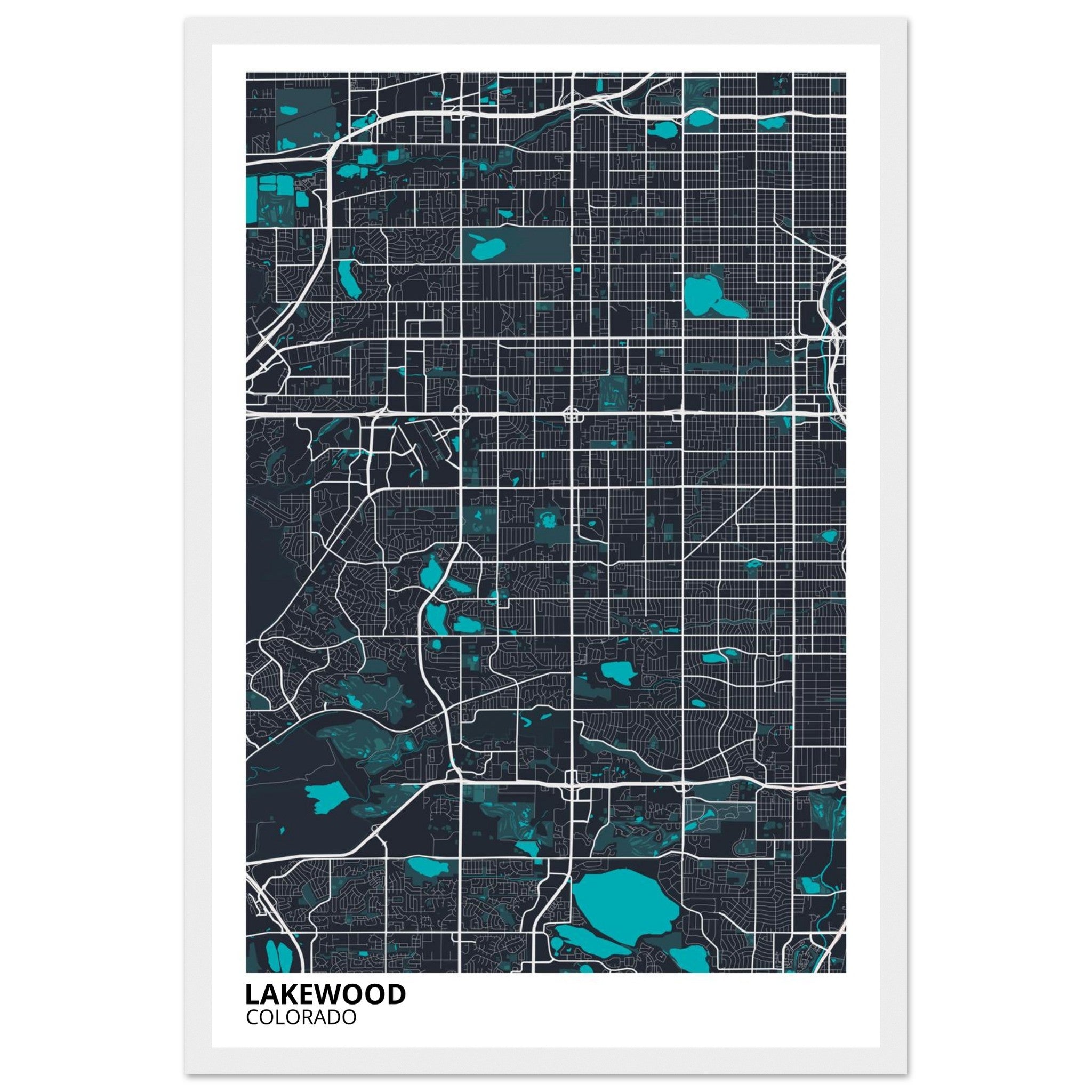 Lakewood Colorado City Map Poster | Custom Map Art Print - Ink And Atlas