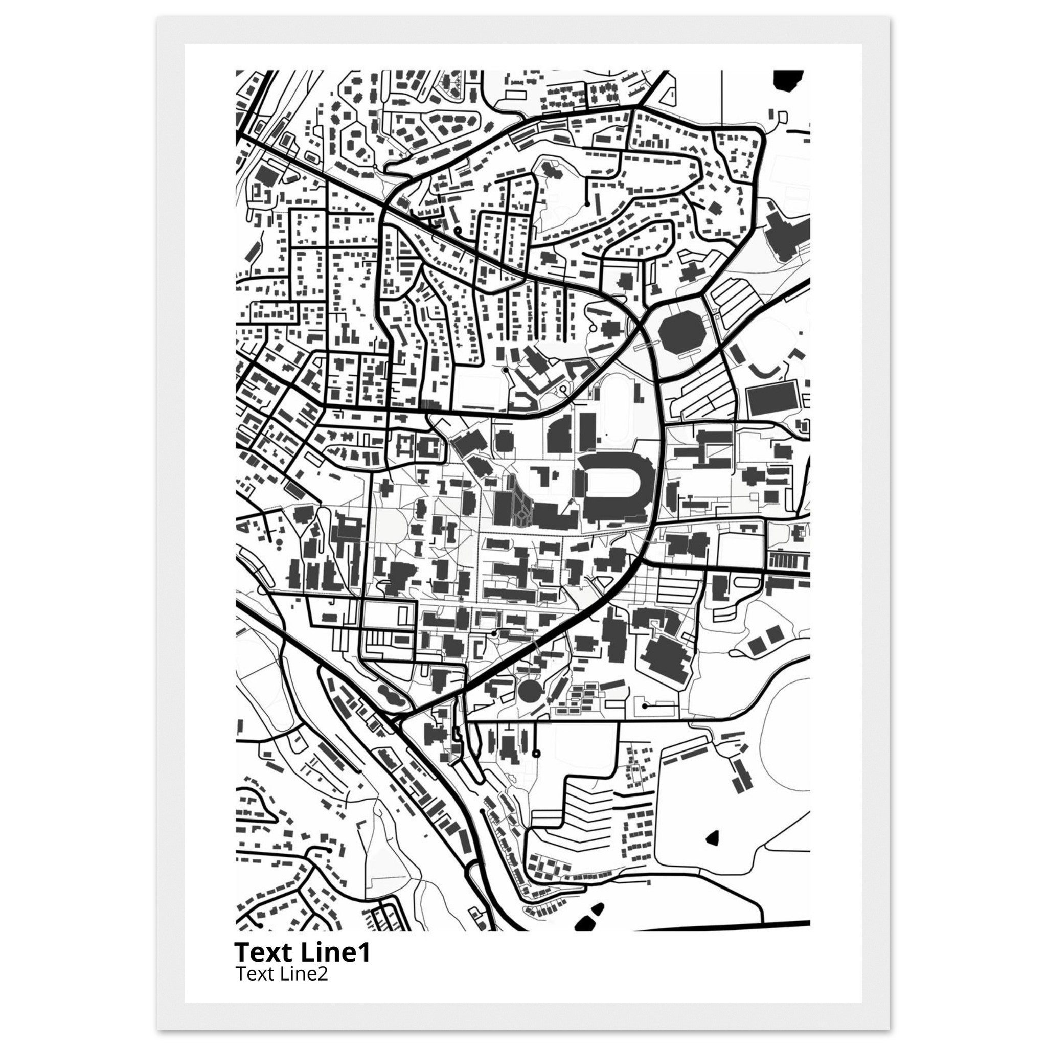washington state university modern campus map print