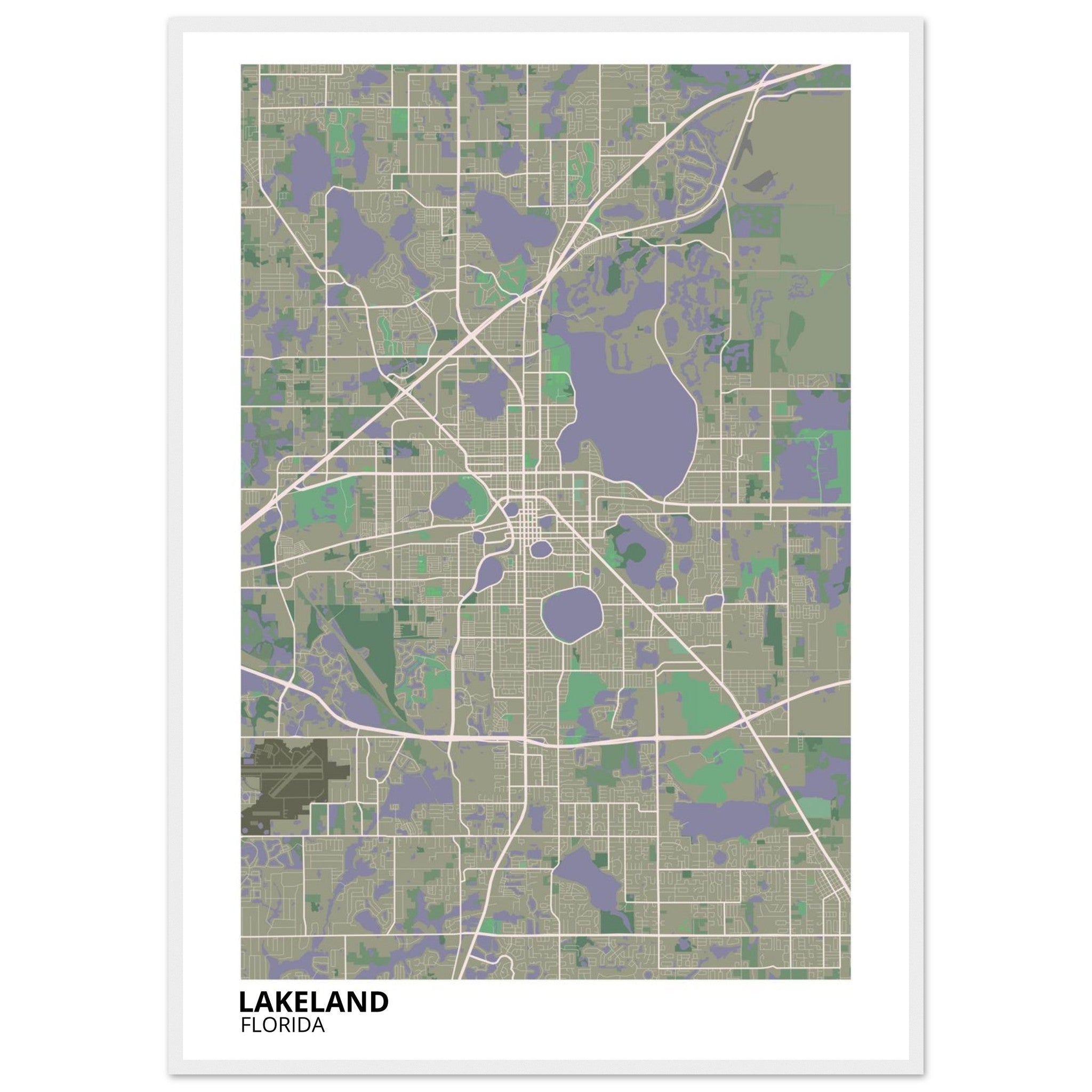 Lakeland Florida City Map Poster | Custom Map Art Print - Ink And Atlas