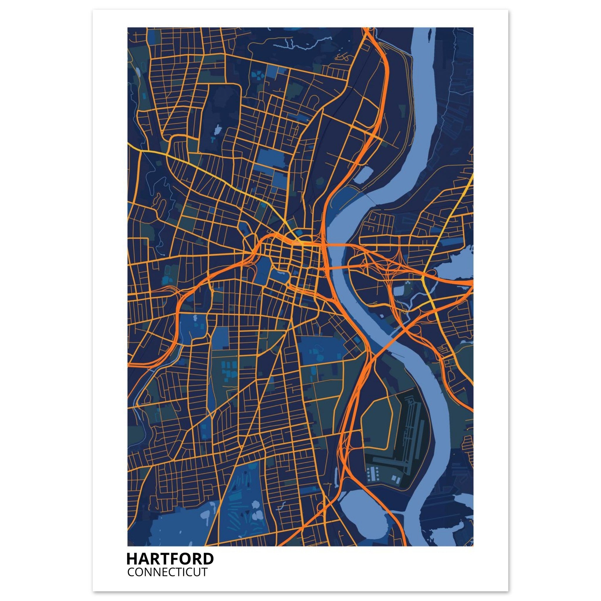 hartford map poster print
