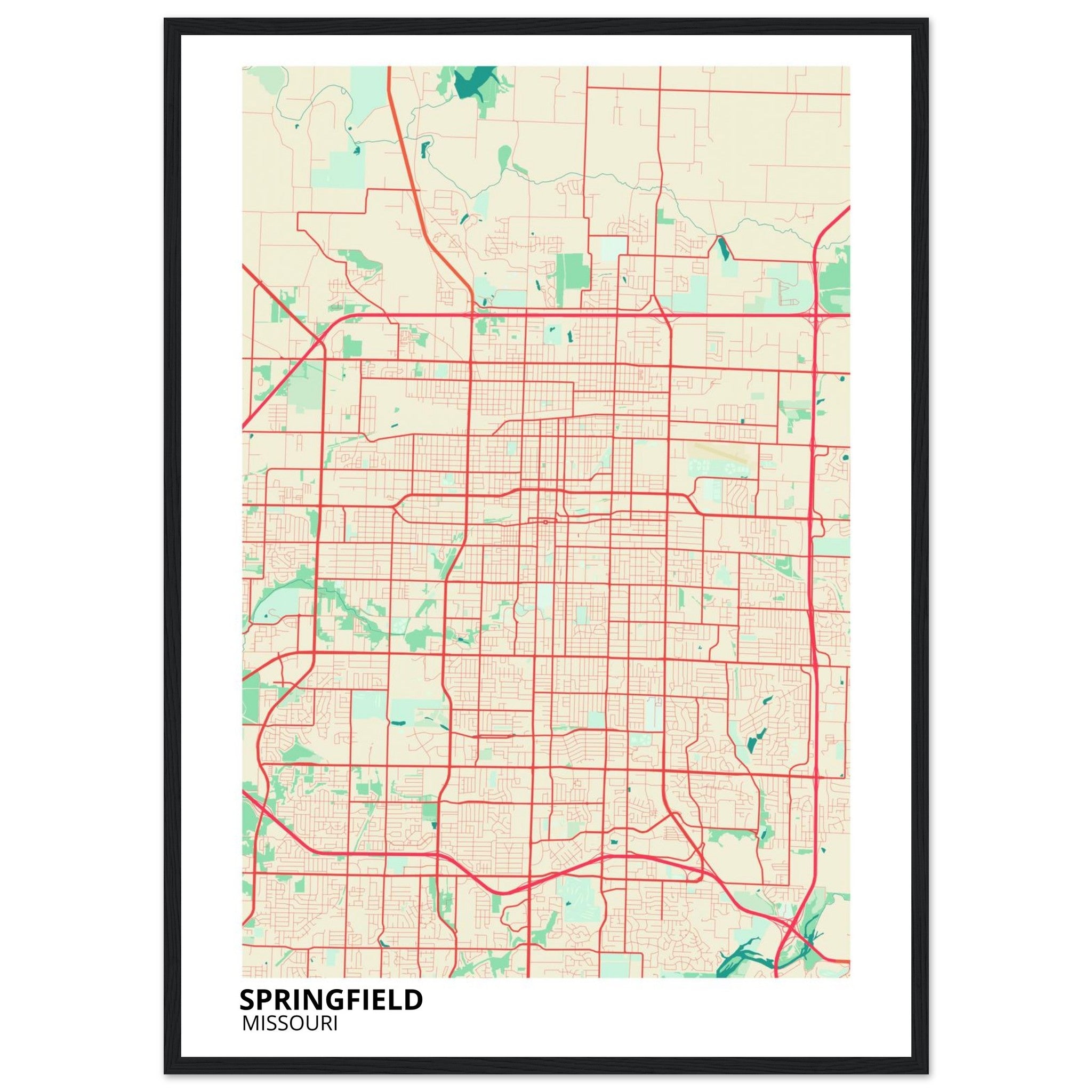Springfield Missouri City Map Poster | Custom Map Art Print - Ink And Atlas