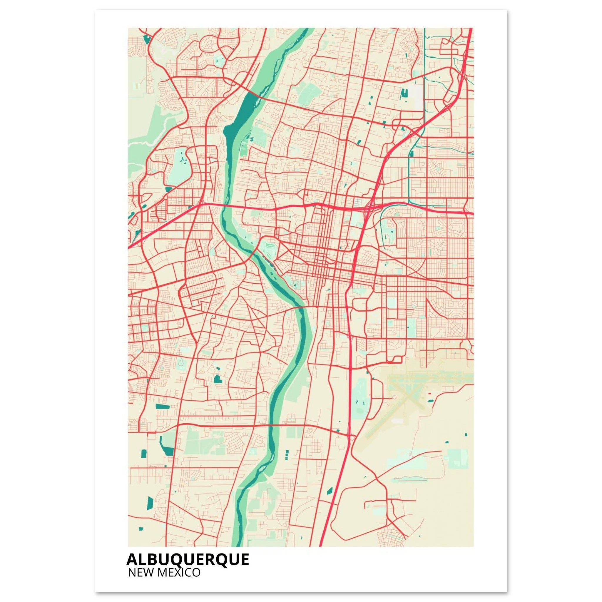 albuquerque map poster print