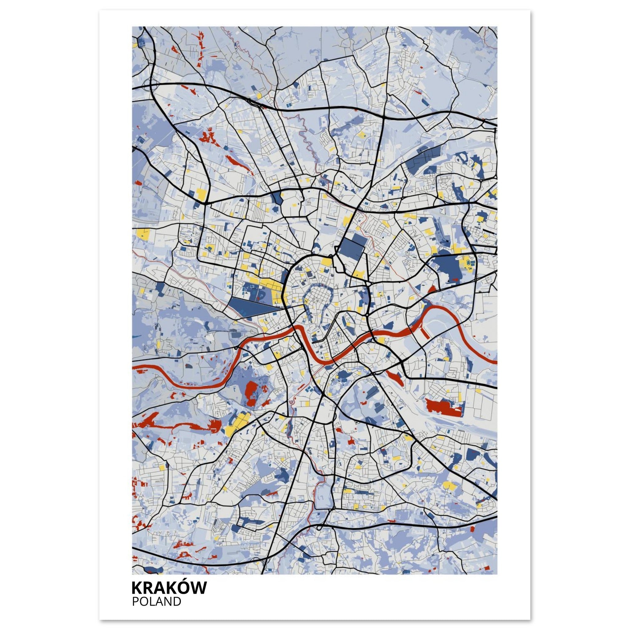 Krakow Poland City Map Poster | Custom Map Art Print - Ink And Atlas