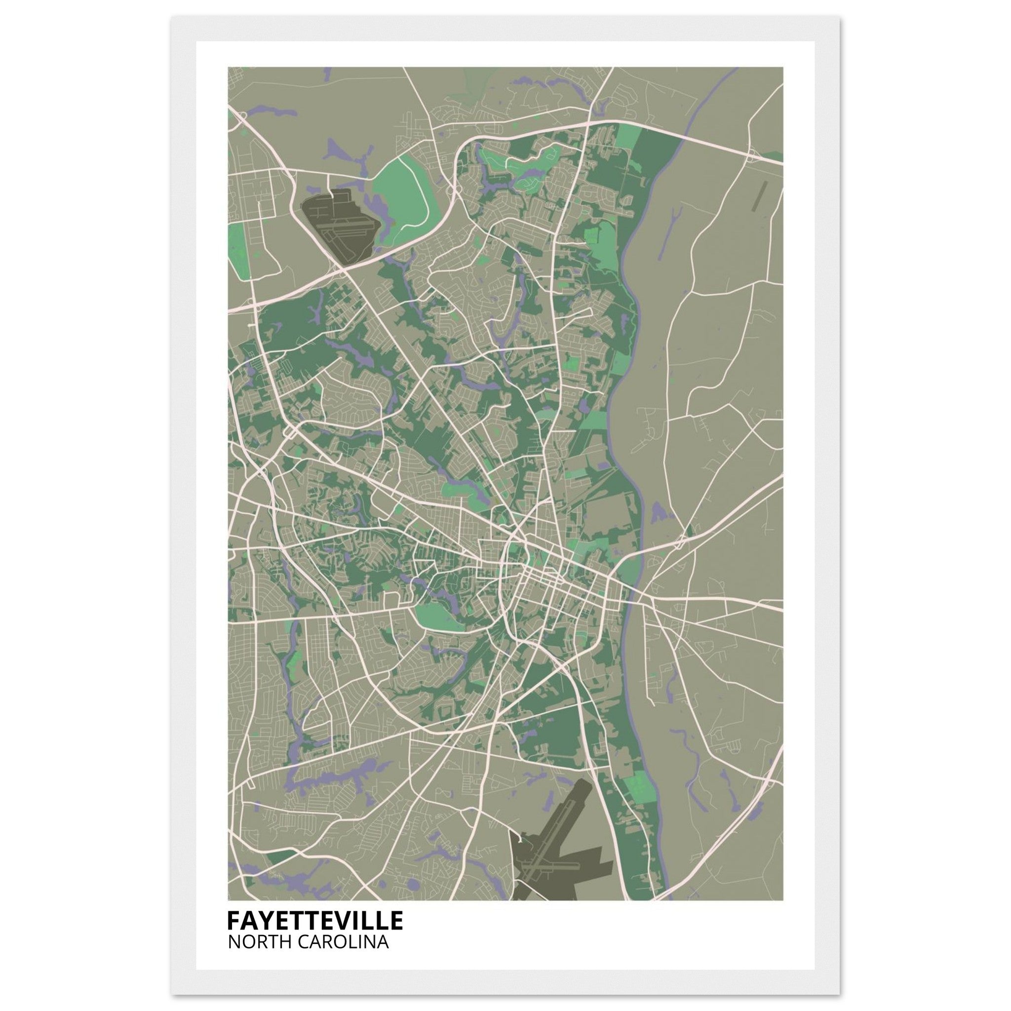Fayetteville North Carolina City Map Poster | Custom Map Art Print - Ink And Atlas
