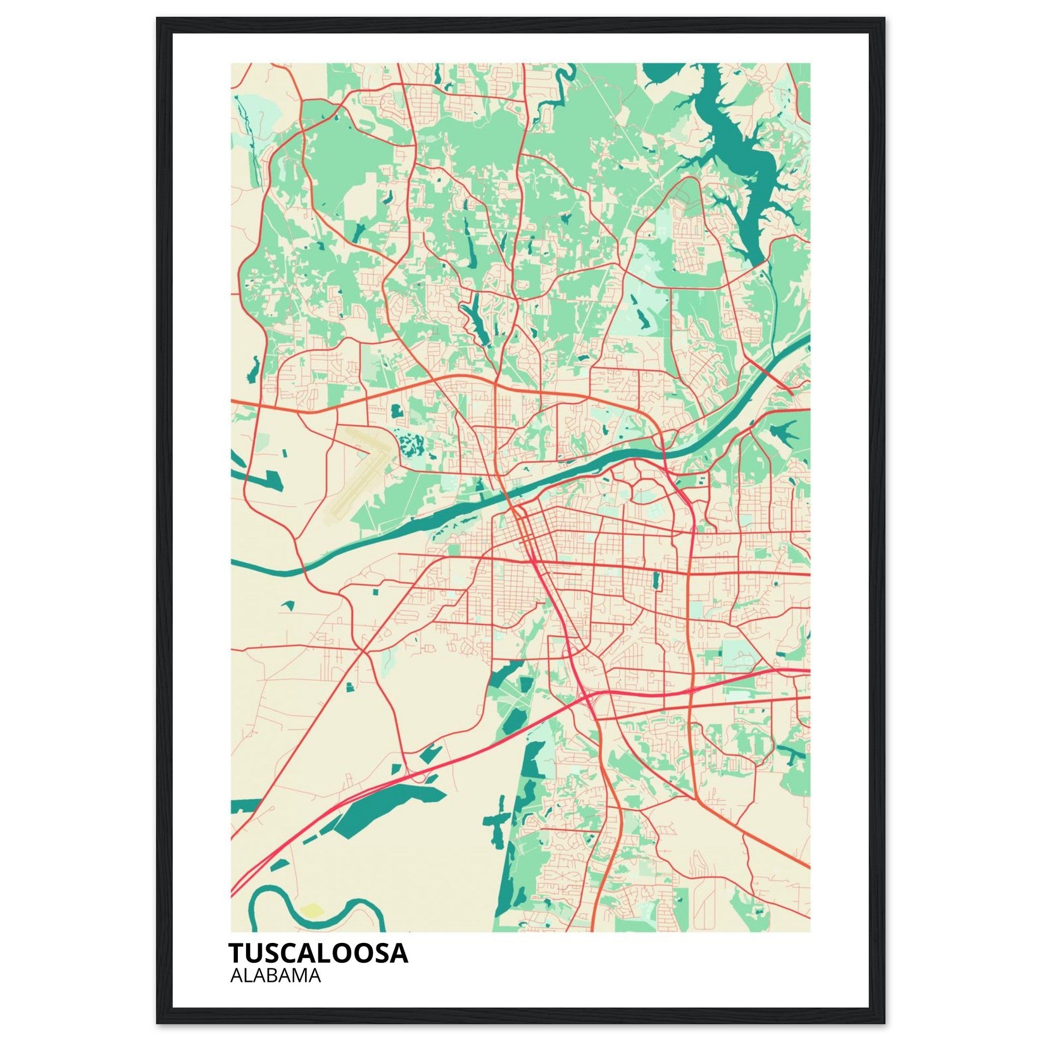Tuscaloosa Alabama City Map Poster | Custom Map Art Print - Ink And Atlas