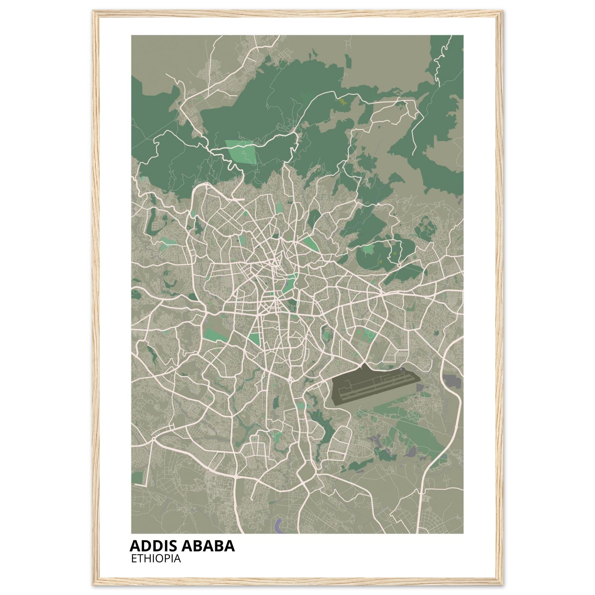 Addis Ababa Ethiopia City Map Poster | Custom Map Art Print - Ink And Atlas