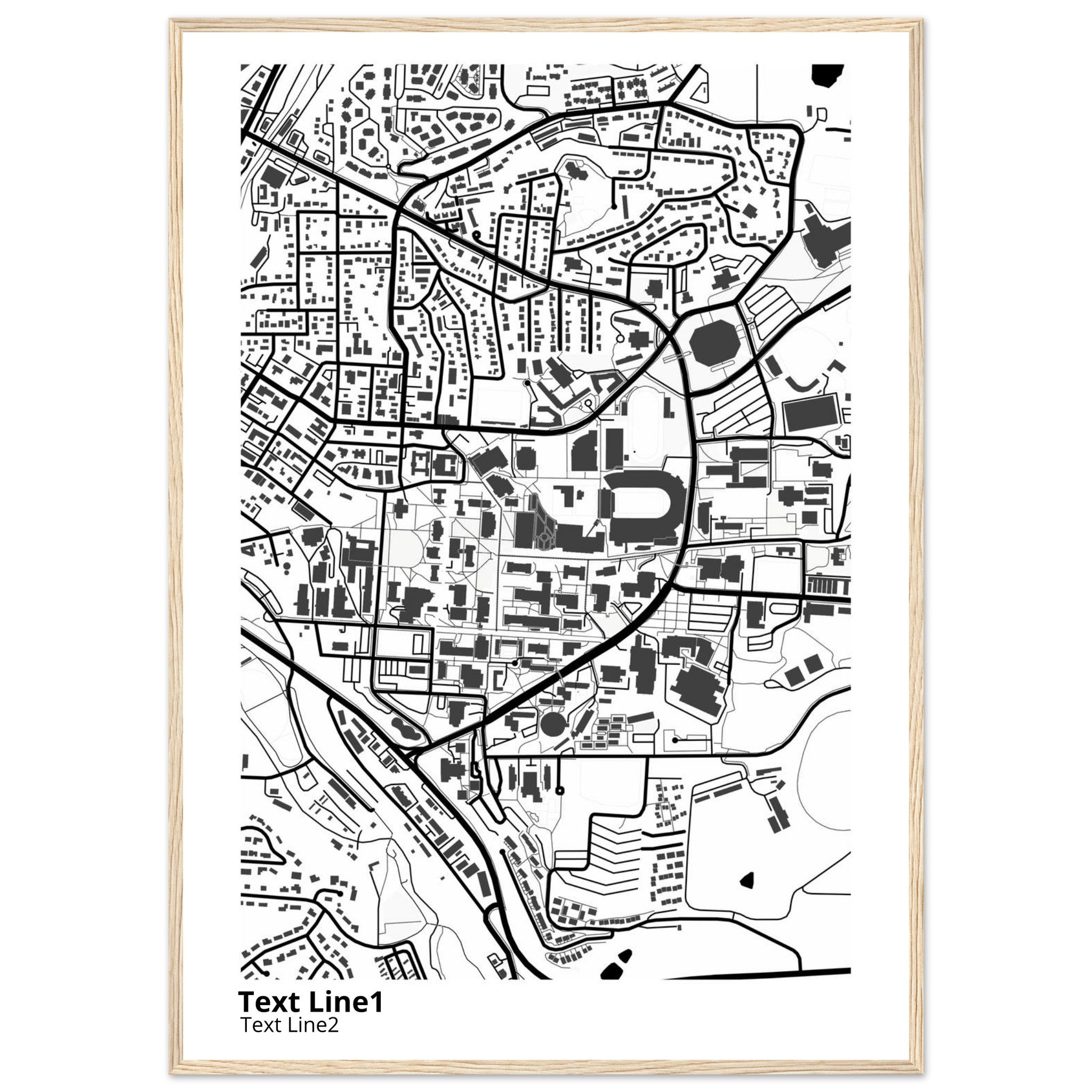 washington state university modern campus map print