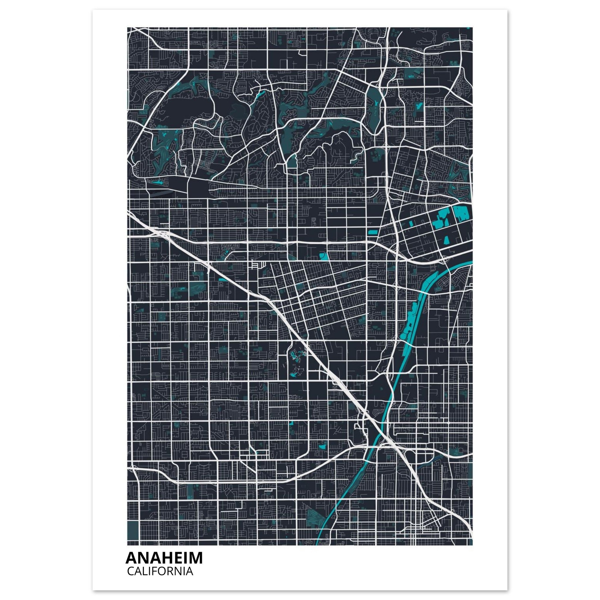 Anaheim California City Map Poster | Custom Map Art Print - Ink And Atlas