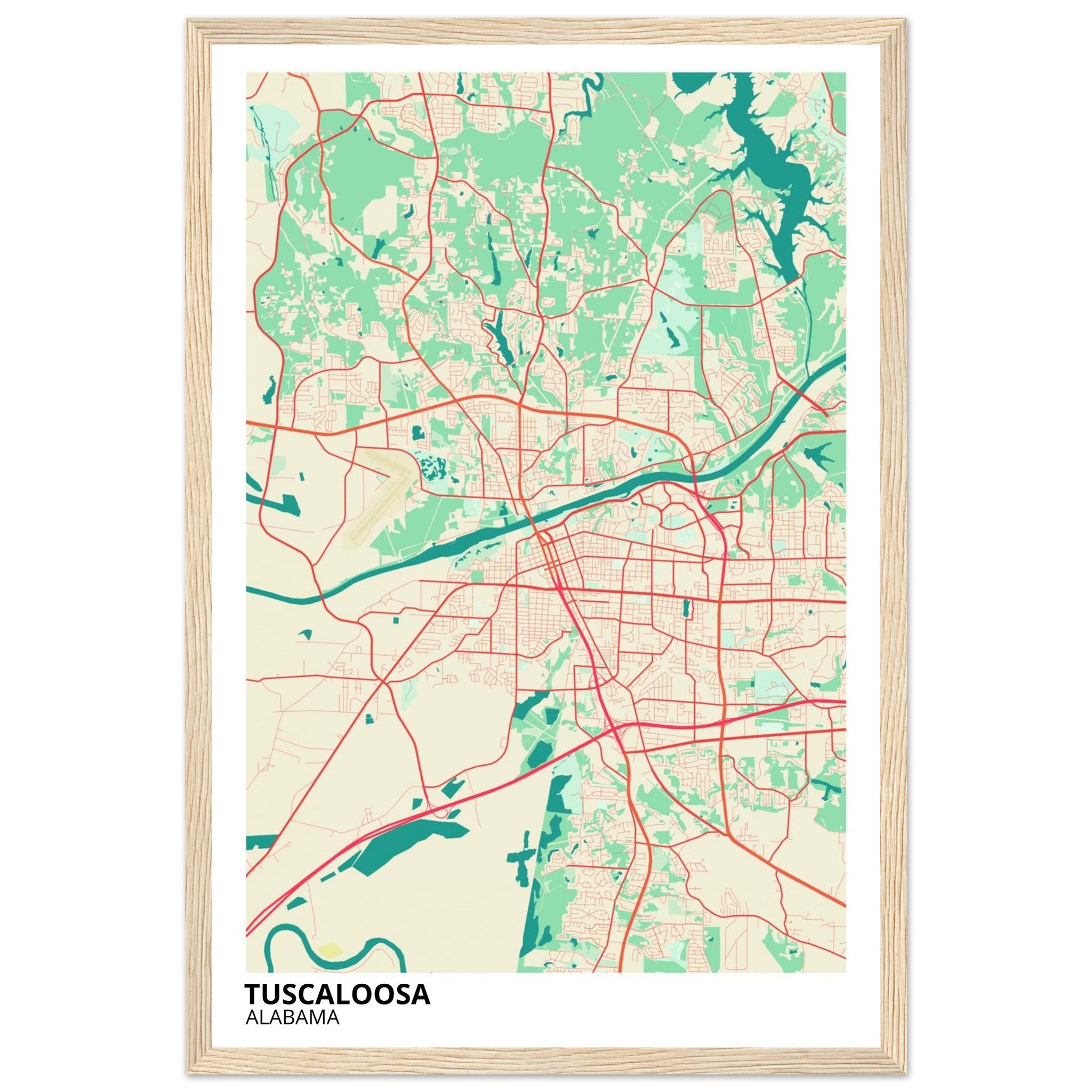 Tuscaloosa Alabama City Map Poster | Custom Map Art Print - Ink And Atlas