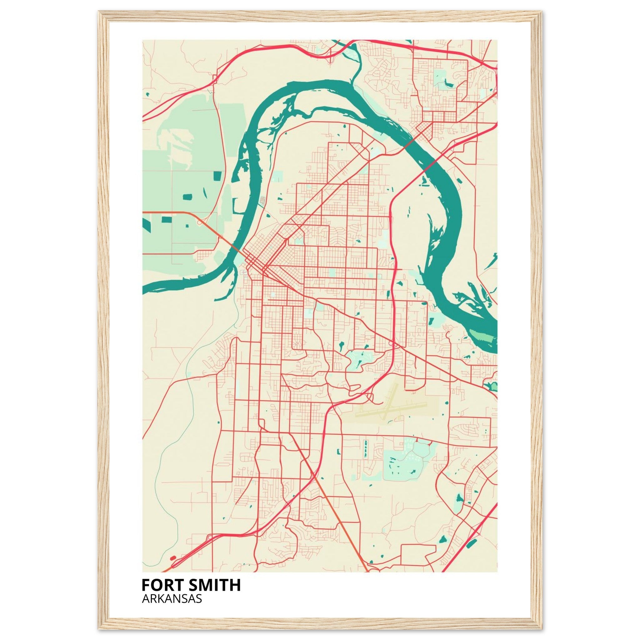 Fort Smith Arkansas City Map Poster | Custom Map Art Print - Ink And Atlas