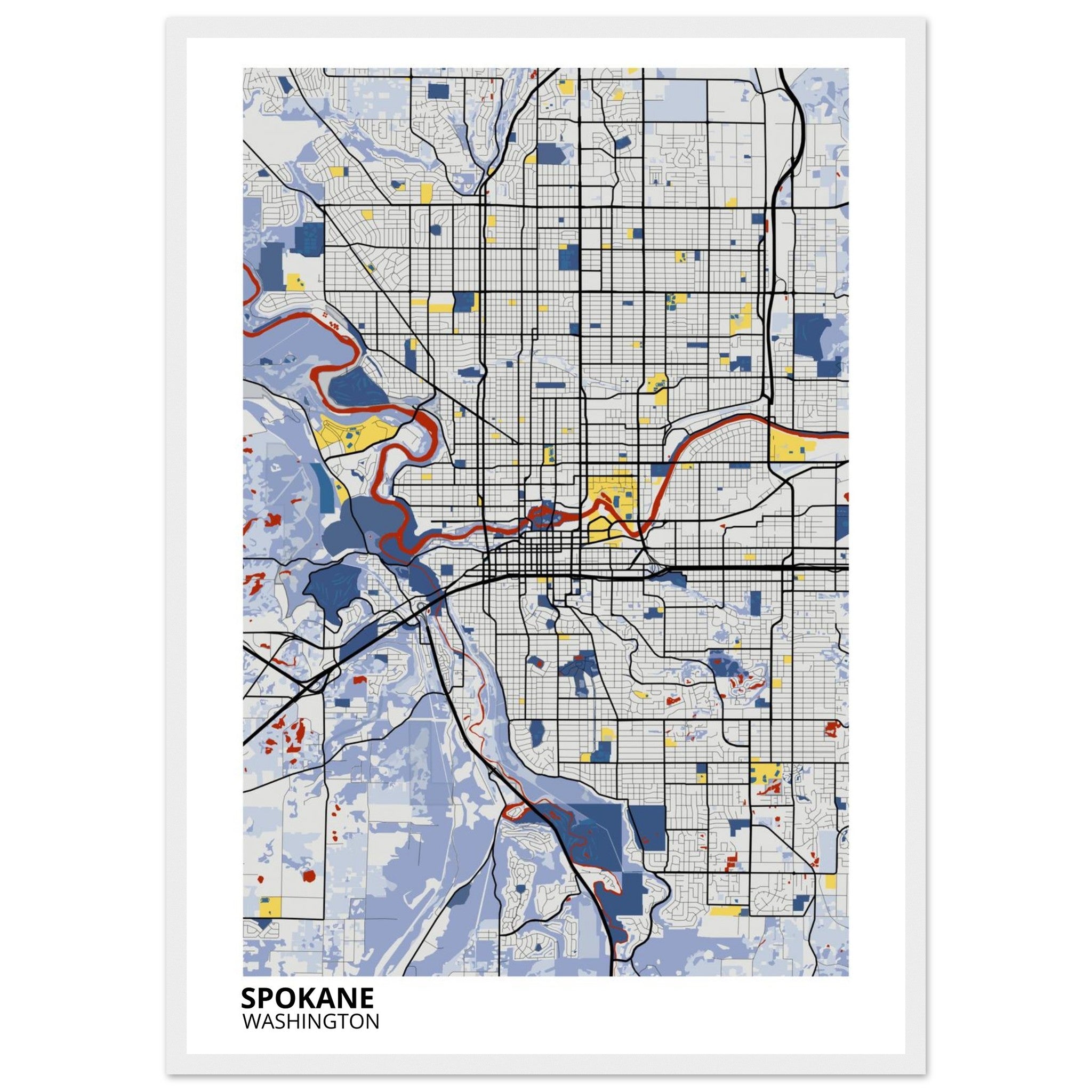 spokane map poster print