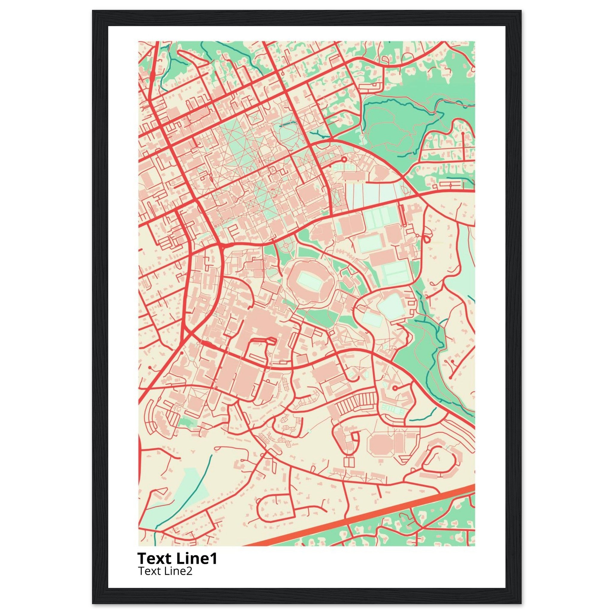 University of North Carolina at Chapel Hill Modern Campus Map Print - Ink And Atlas