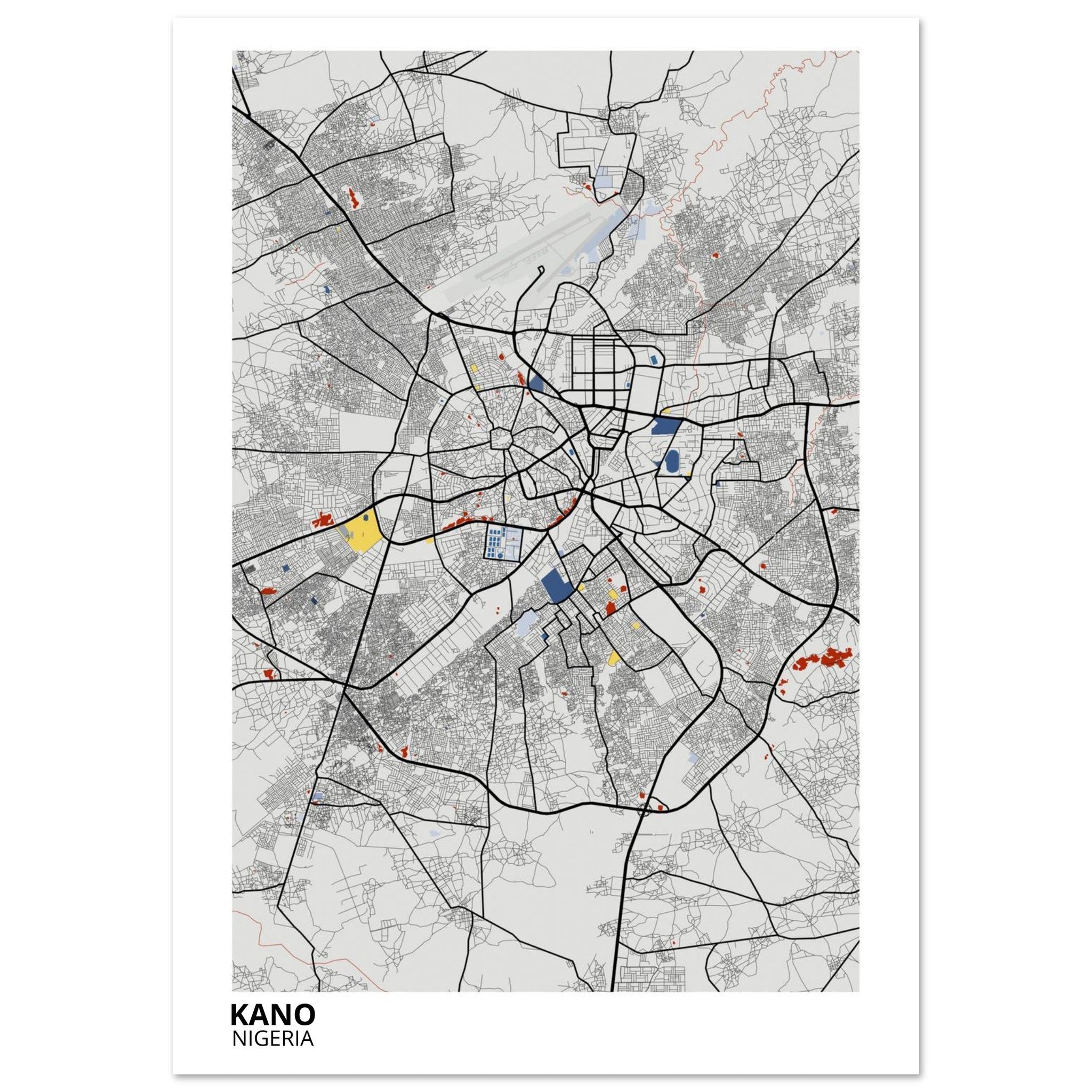 Kano Nigeria City Map Poster | Custom Map Art Print - Ink And Atlas