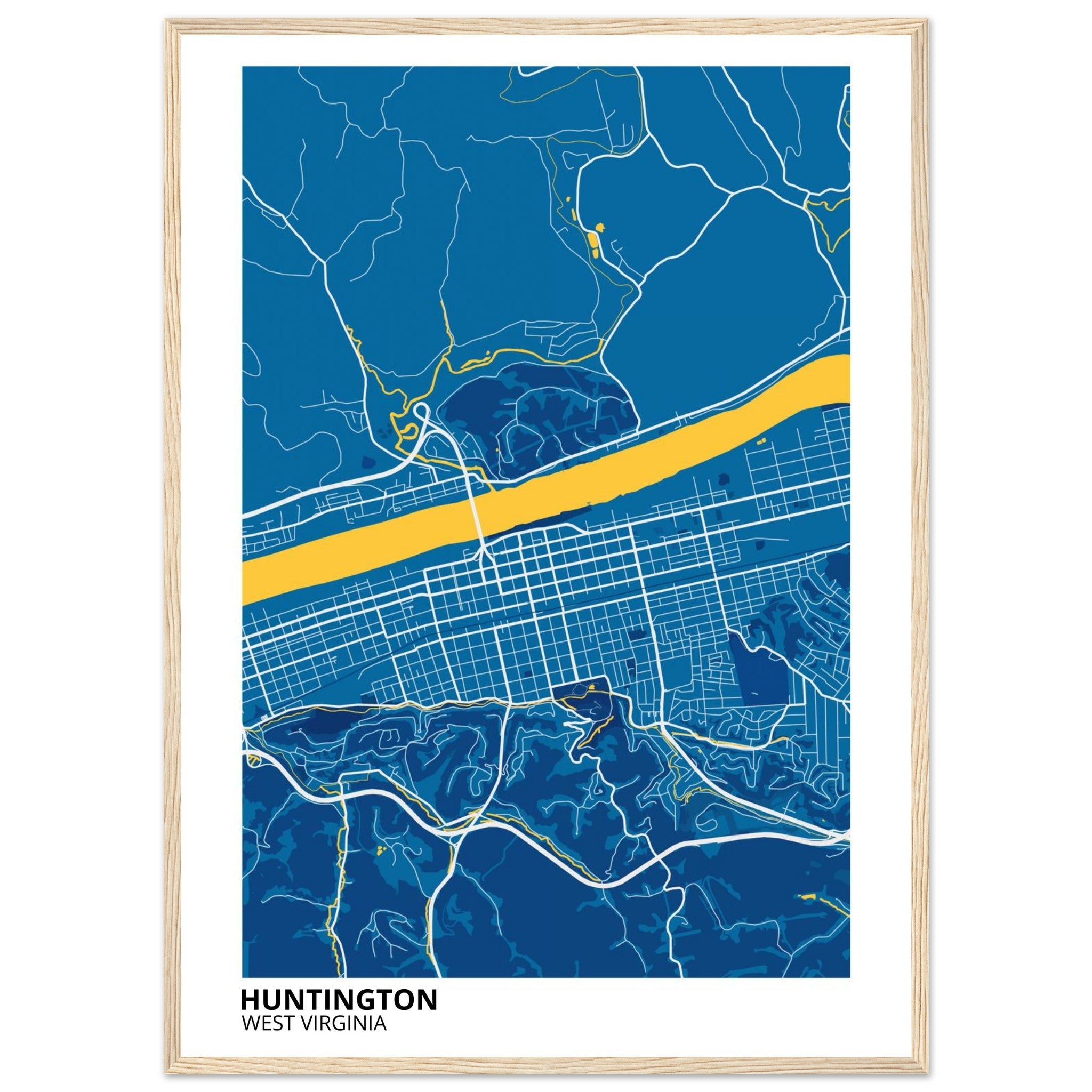 Huntington West Virginia City Map Poster | Custom Map Art Print - Ink And Atlas