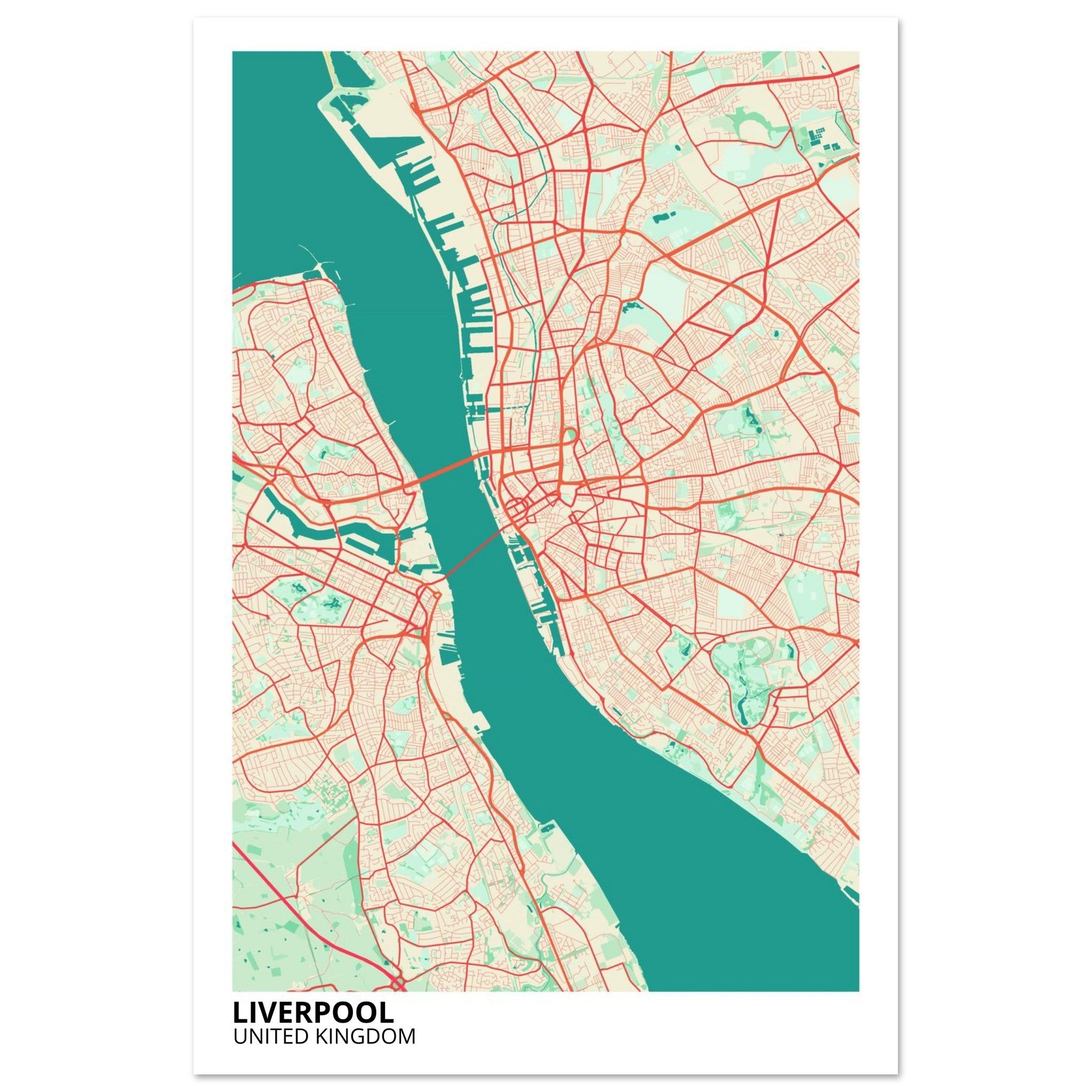 Liverpool United Kingdom City Map Poster | Custom Map Art Print - Ink And Atlas