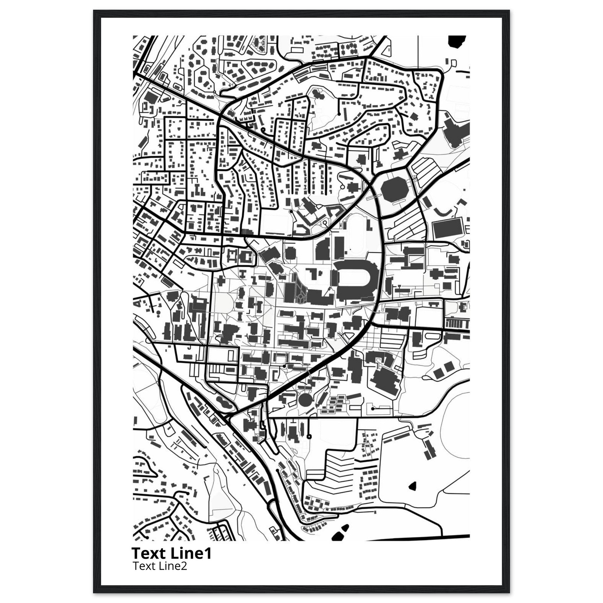 washington state university modern campus map print