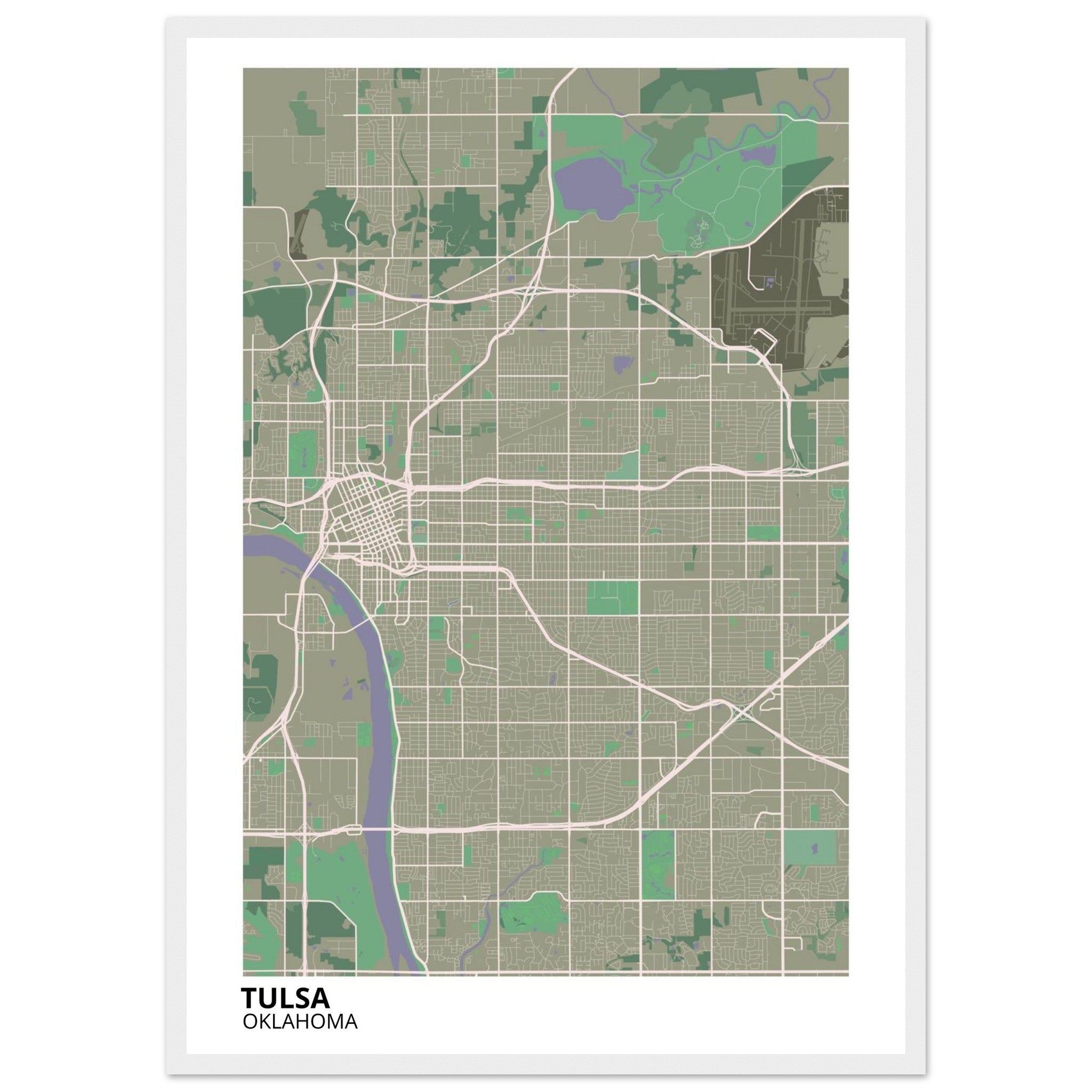tulsa map poster print