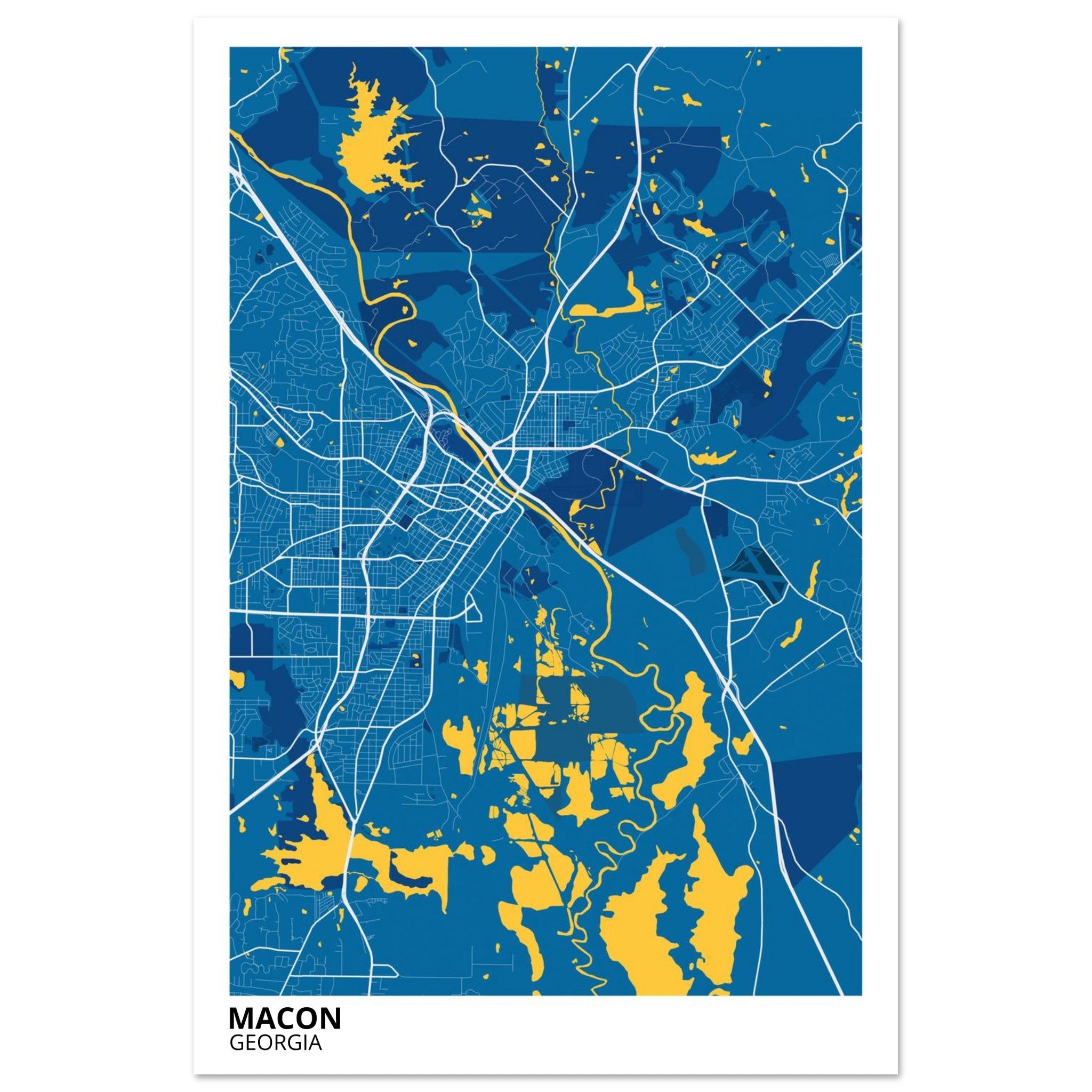 Macon Georgia City Map Poster | Custom Map Art Print - Ink And Atlas