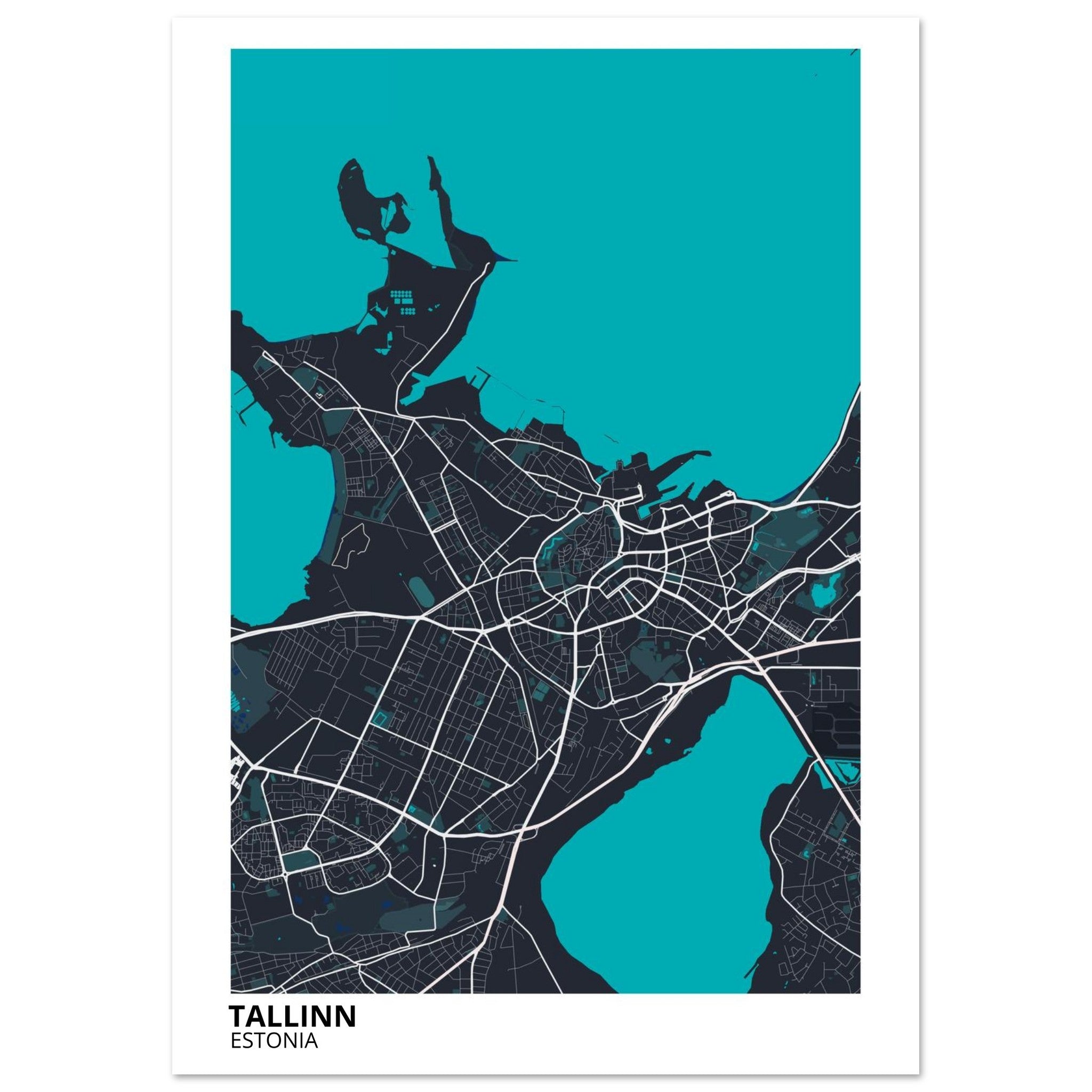 Tallinn Estonia City Map Poster | Custom Map Art Print - Ink And Atlas