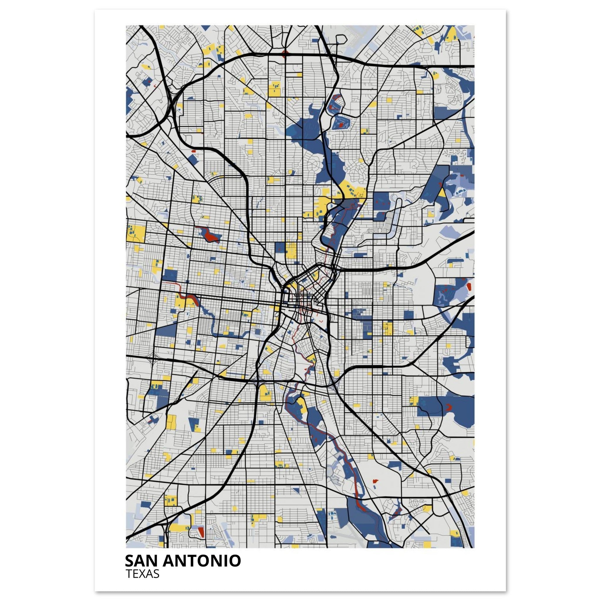 San Antonio Texas City Map Poster | Custom Map Art Print - Ink And Atlas