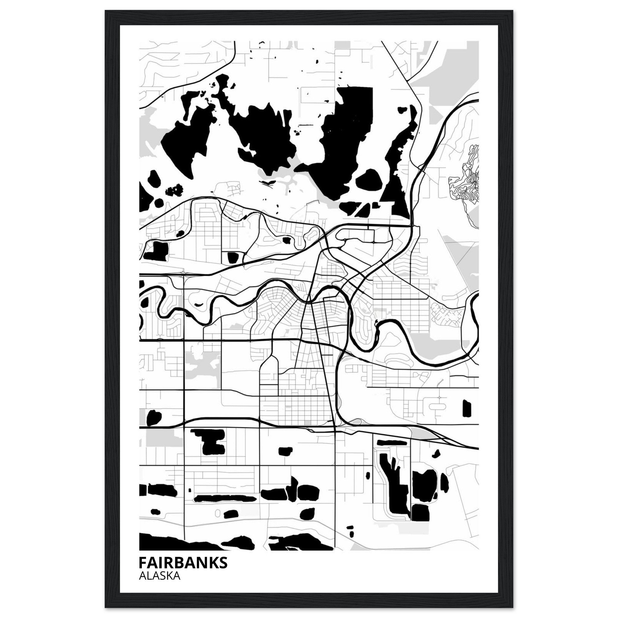 Fairbanks Alaska City Map Poster | Custom Map Art Print - Ink And Atlas