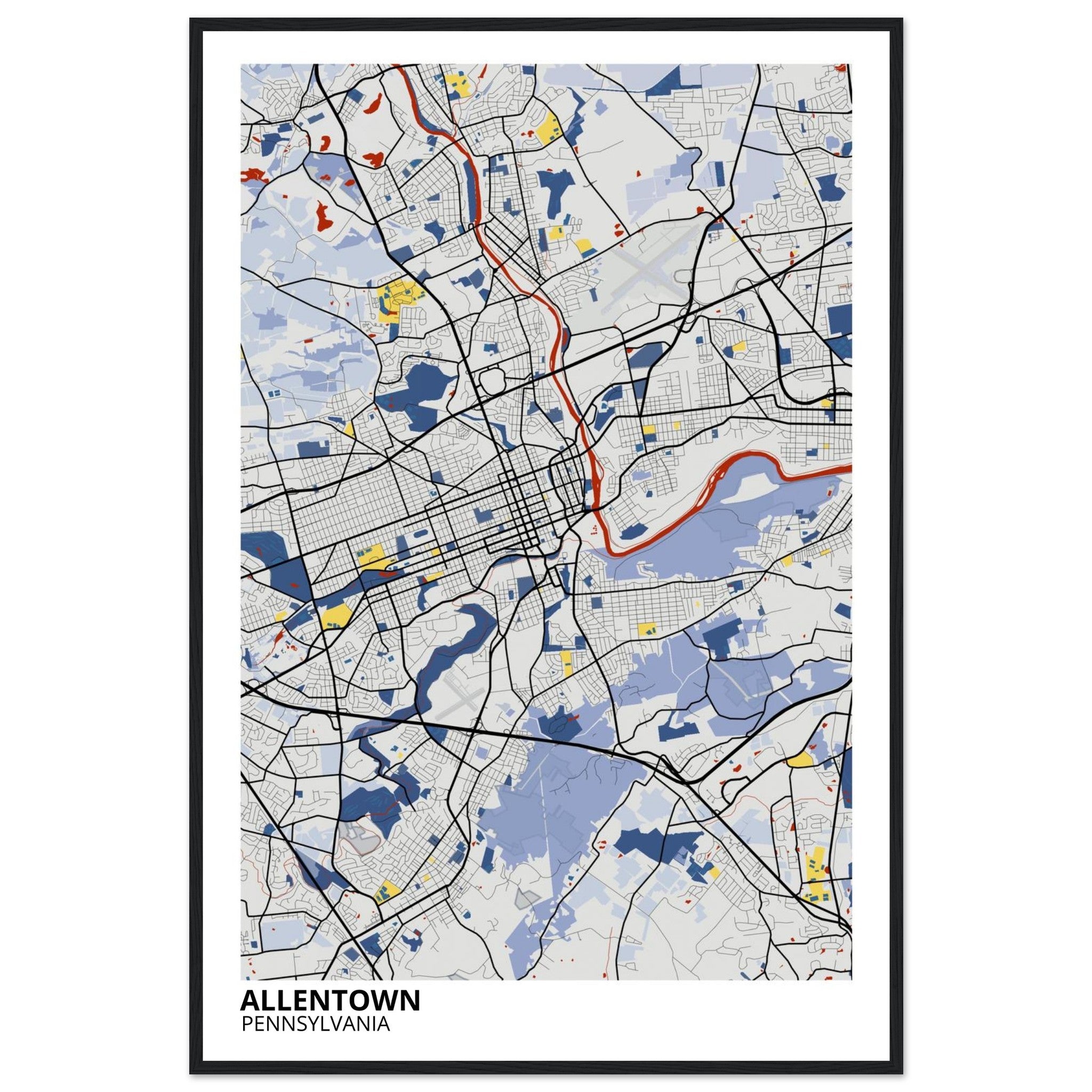 allentown map poster print