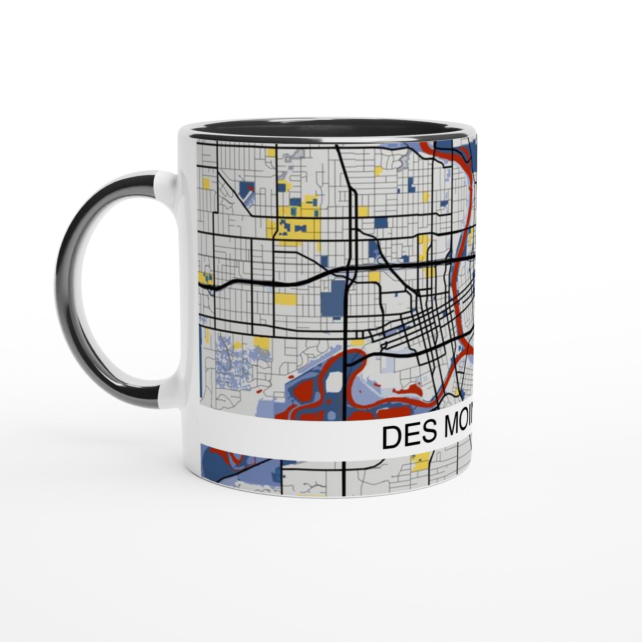 Des Moines Iowa Modern City Map Mug (11oz) - Ink And Atlas