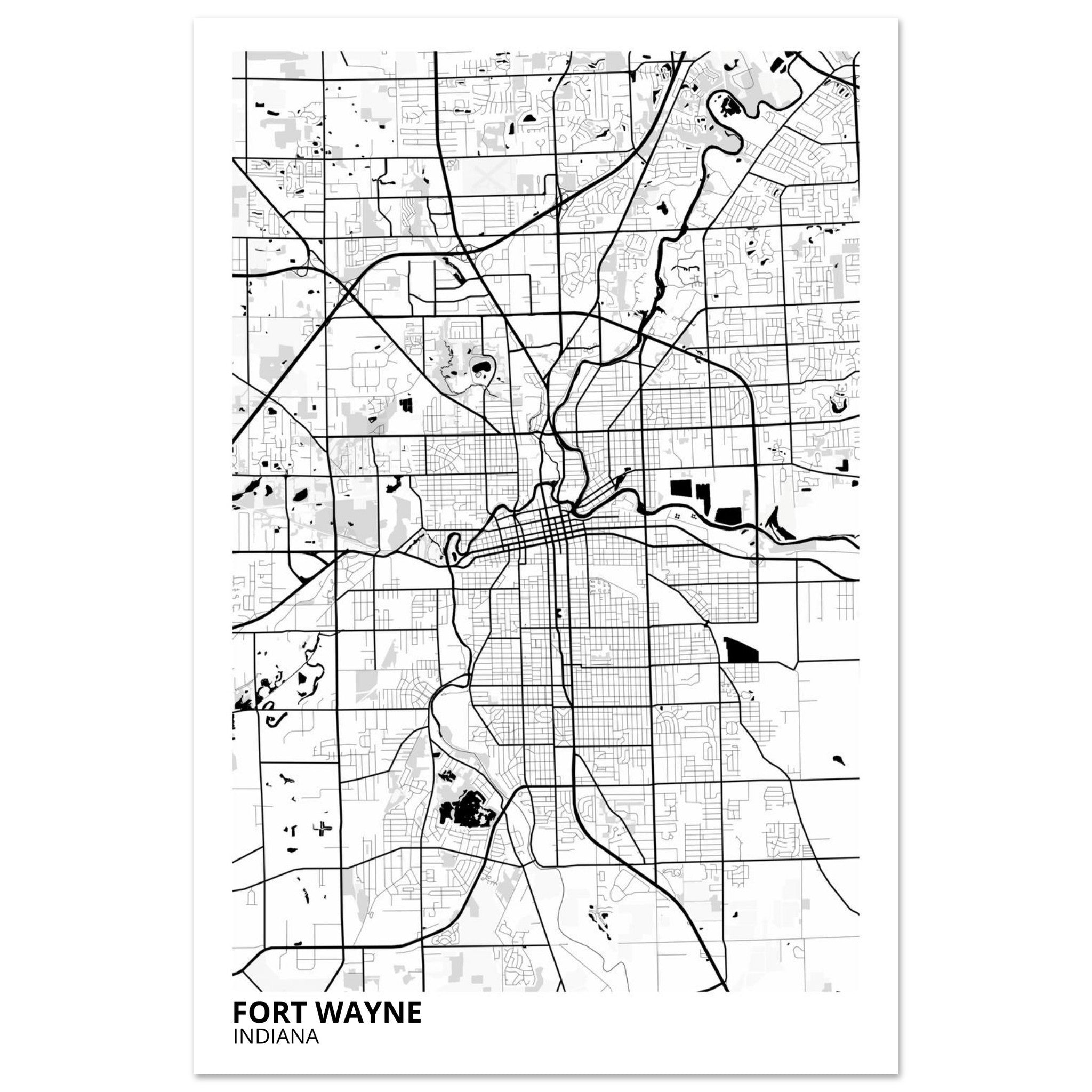 Fort Wayne Indiana City Map Poster | Custom Map Art Print - Ink And Atlas