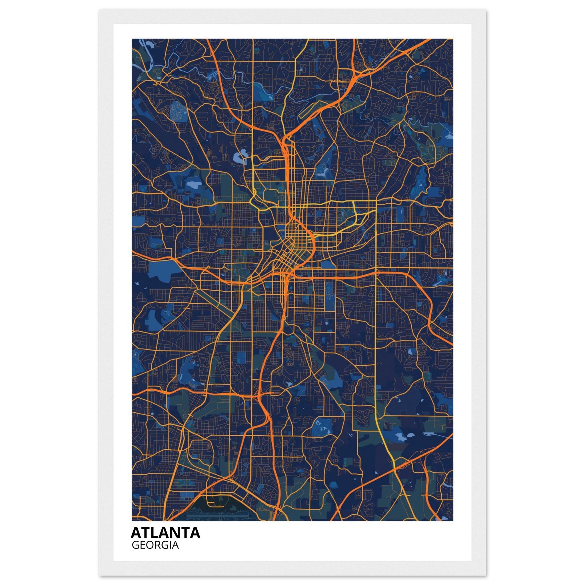 atlanta map poster print