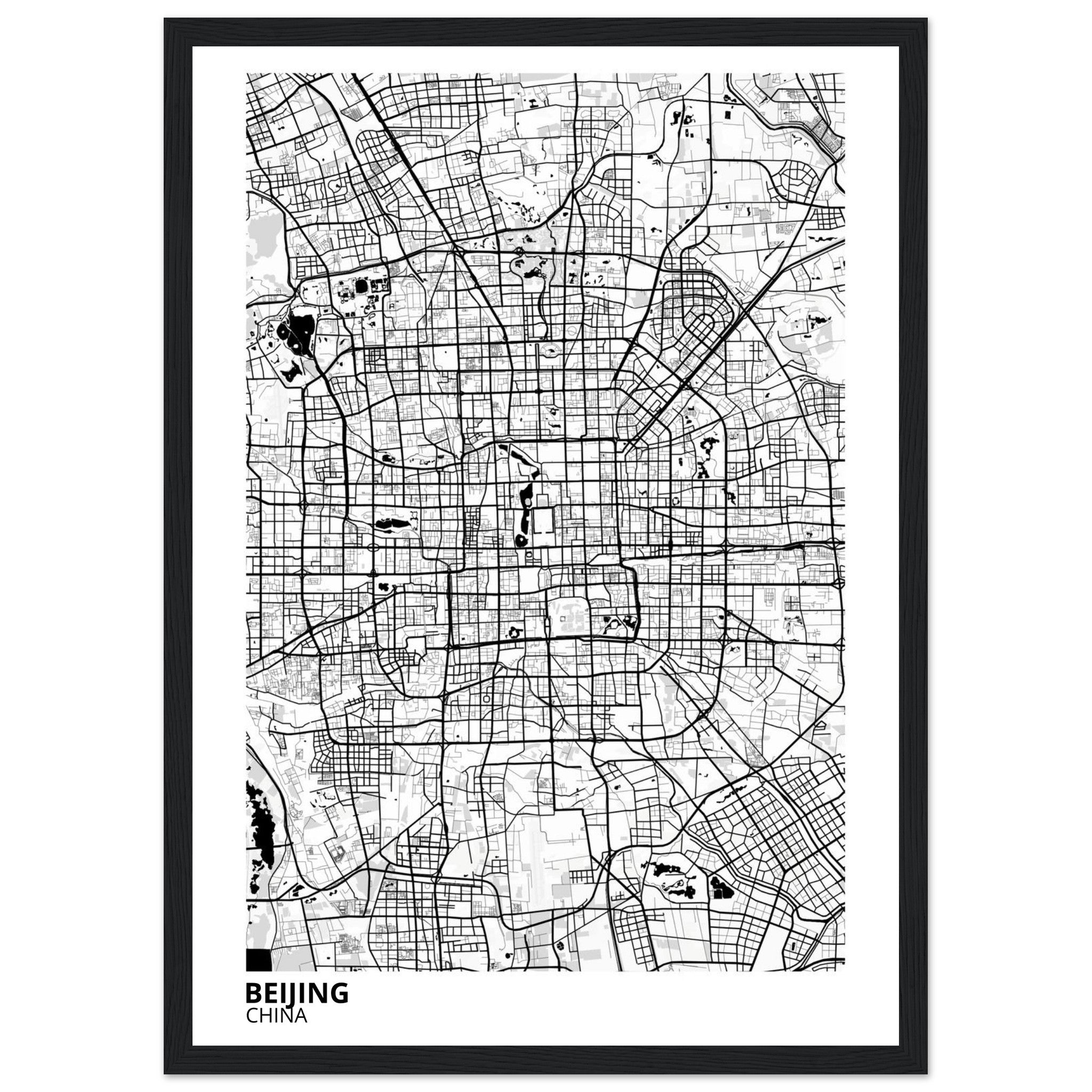 beijing china map poster print