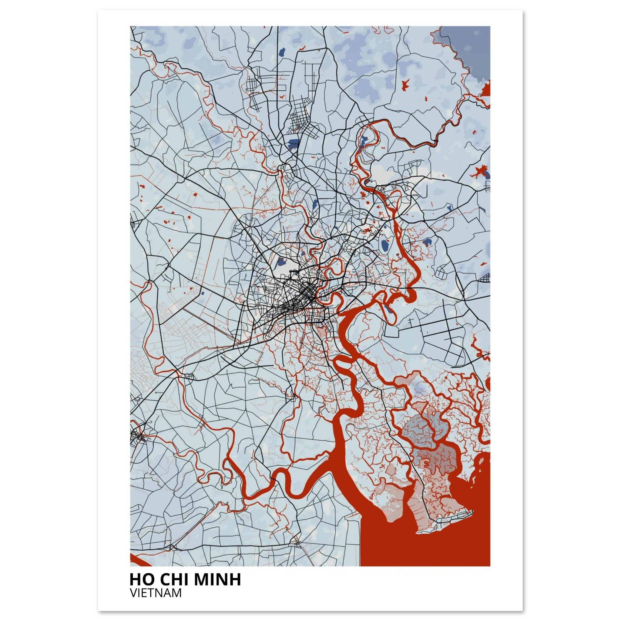 ho chi minh vietnam map poster print
