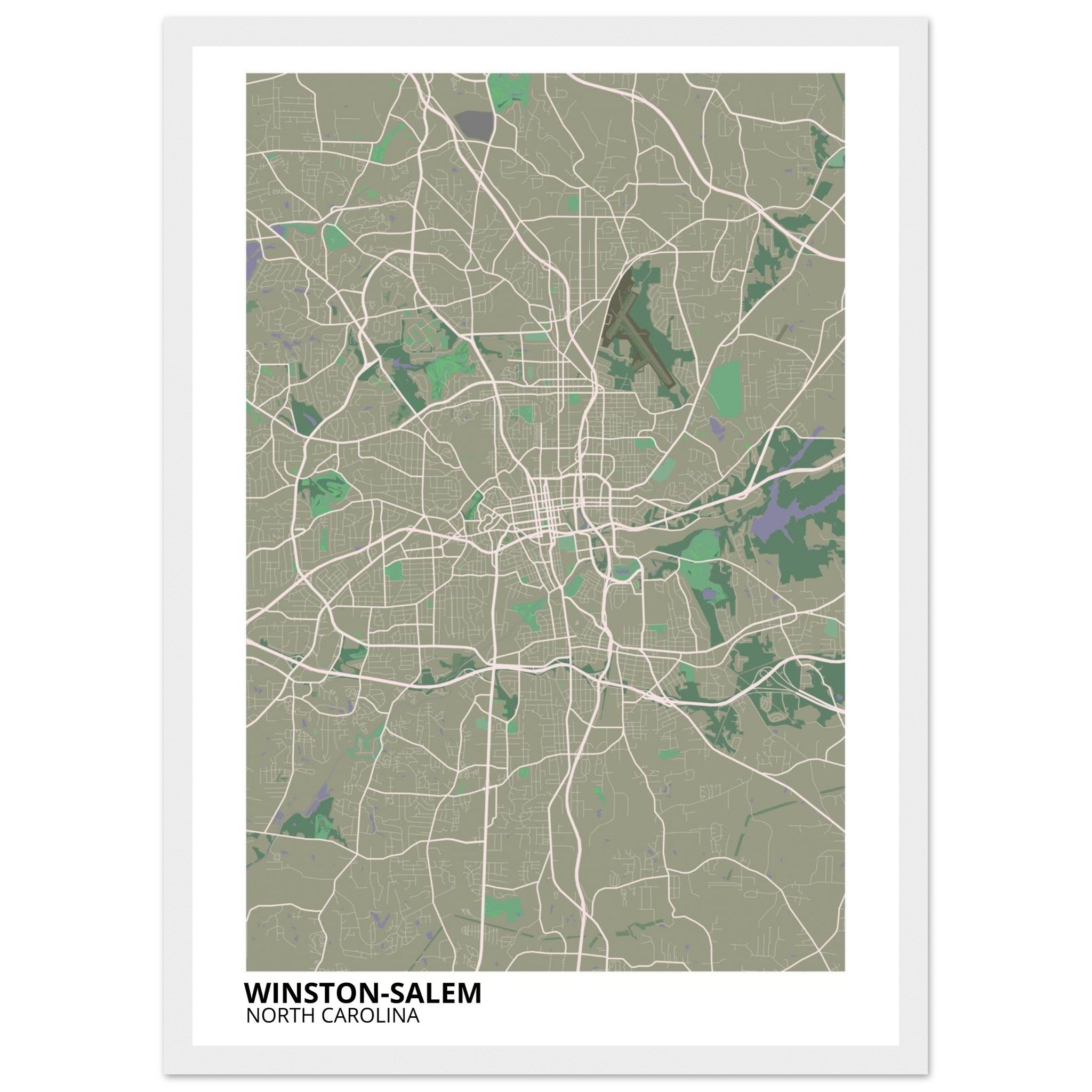 Winston - Salem North Carolina City Map Poster | Custom Map Art Print - Ink And Atlas