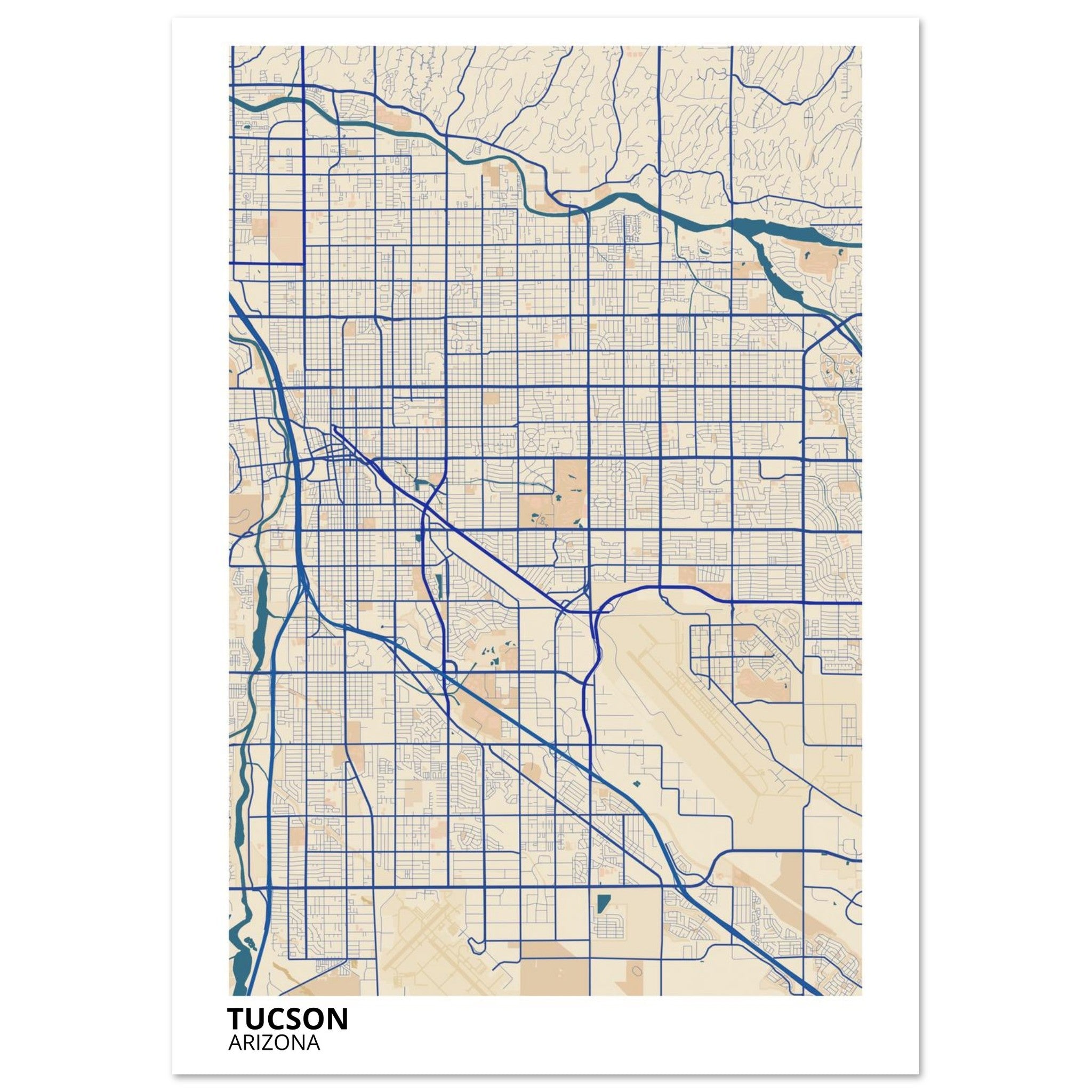tucson map poster print
