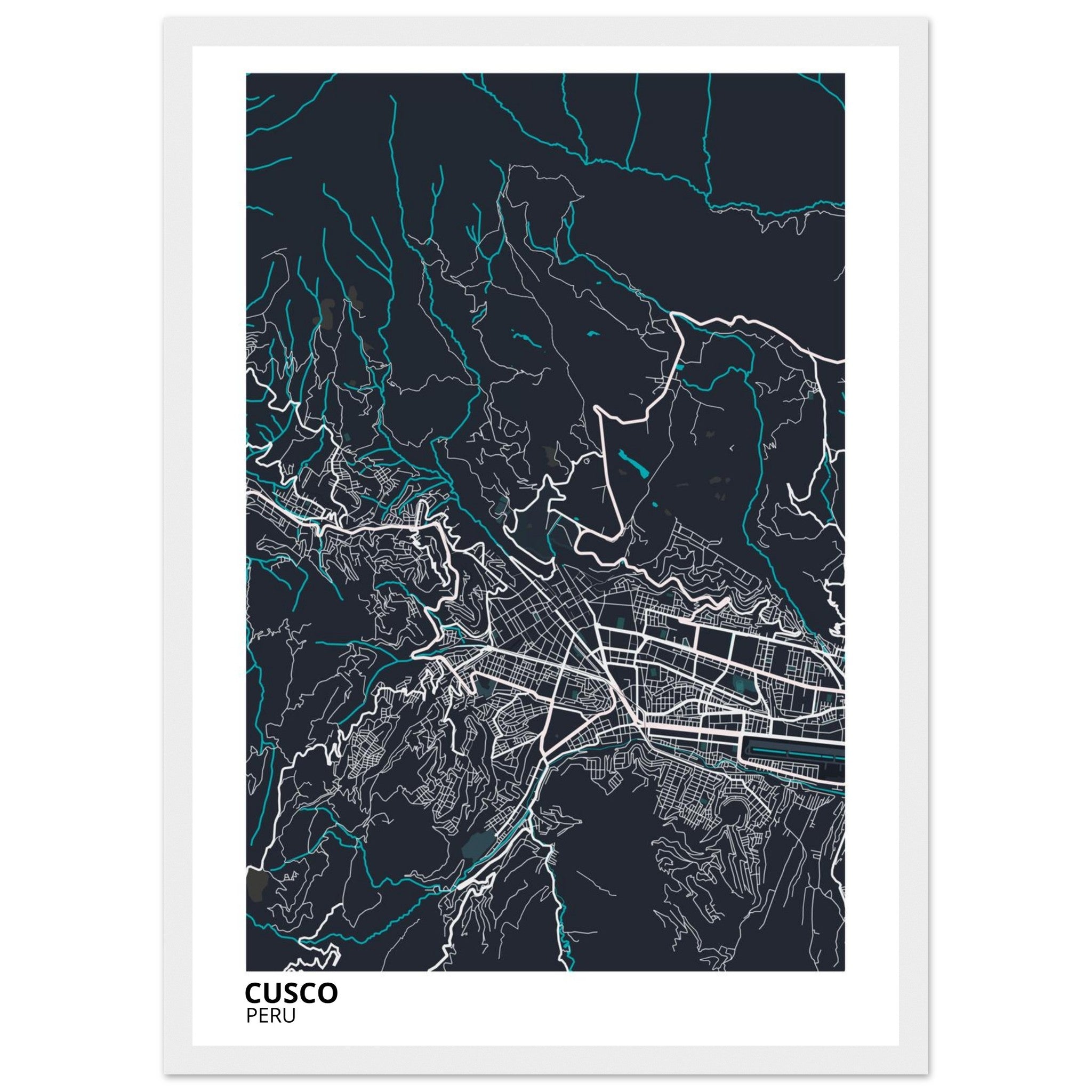 Cusco Peru City Map Poster | Custom Map Art Print - Ink And Atlas