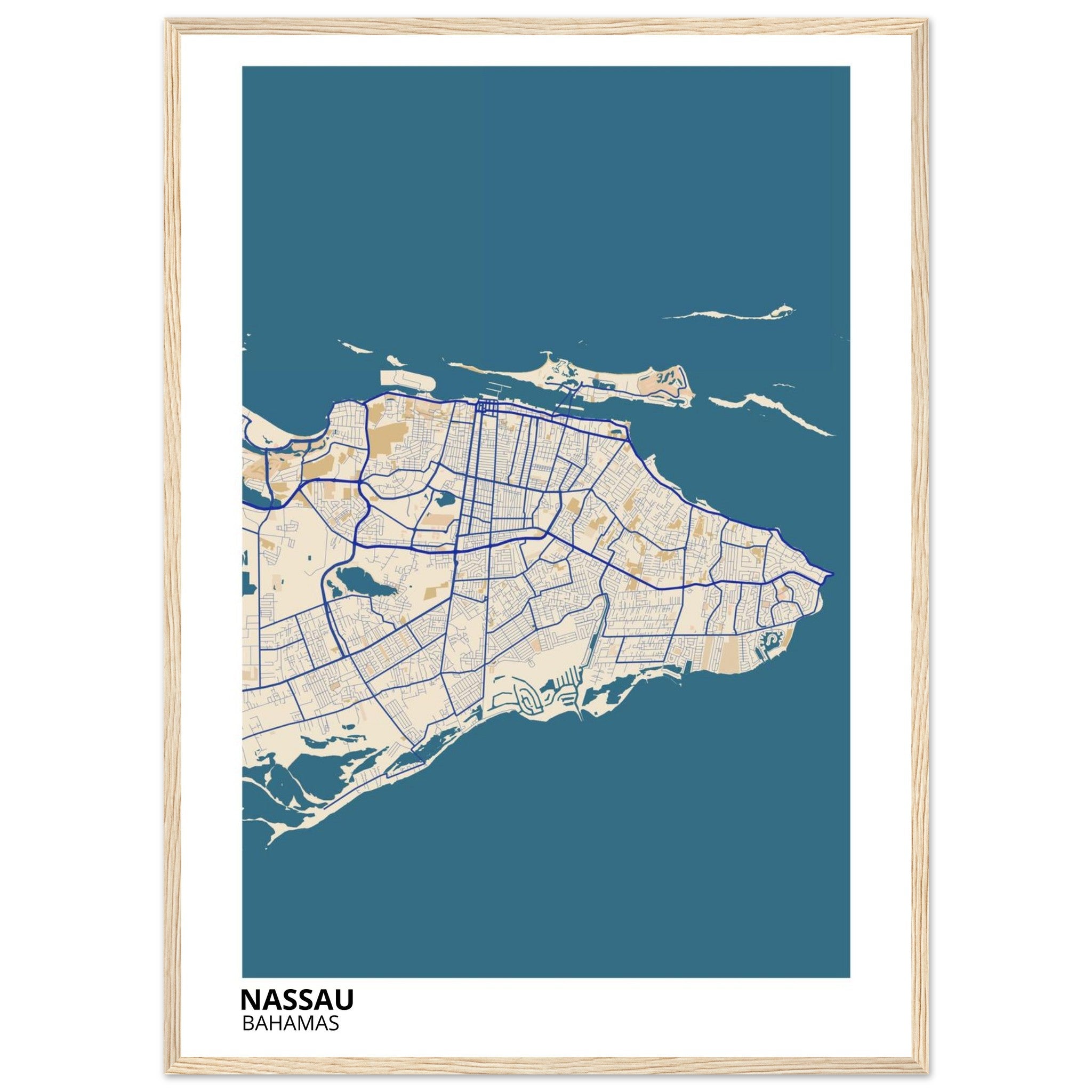 Nassau Bahamas City Map Poster | Custom Map Art Print - Ink And Atlas