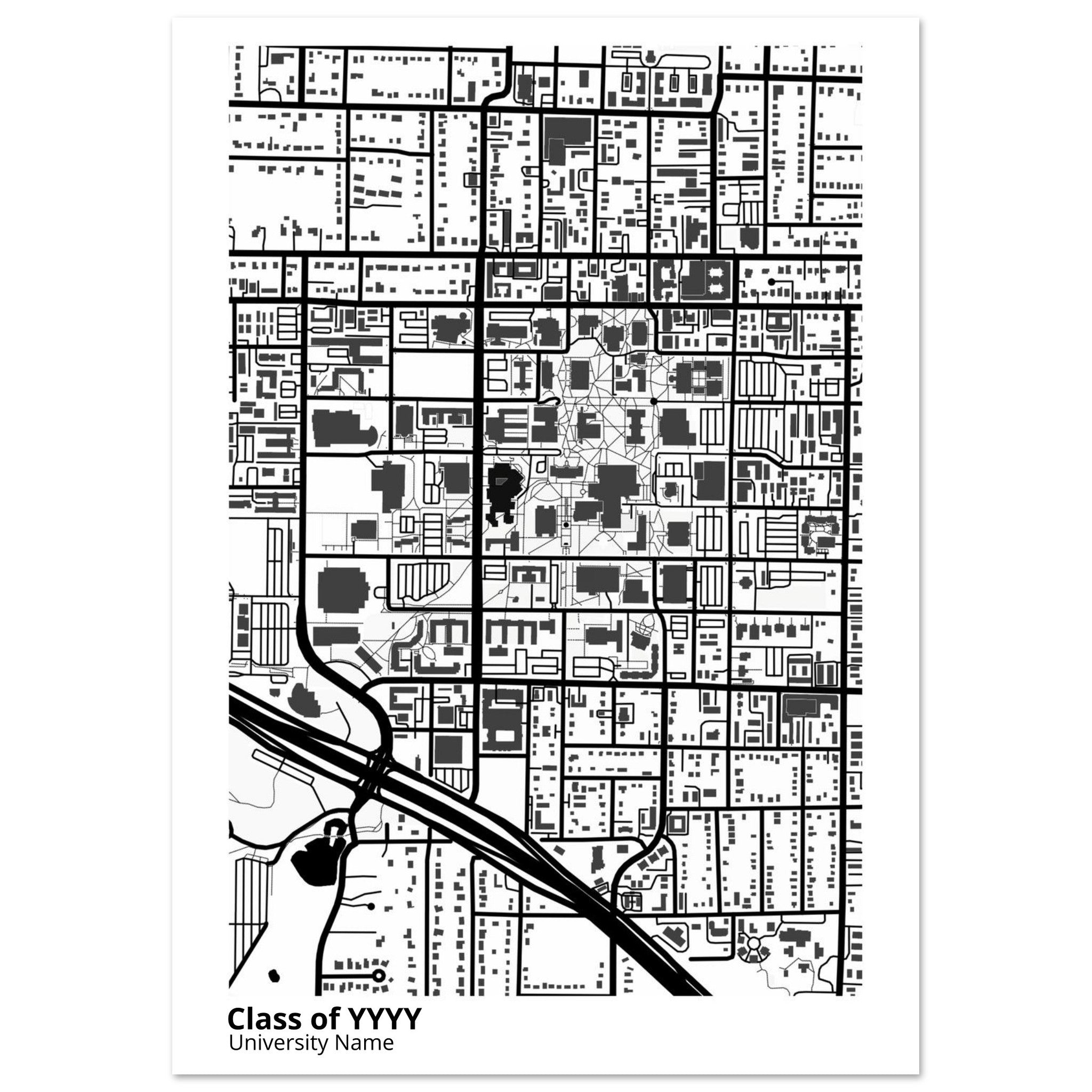 custom modern campus map print