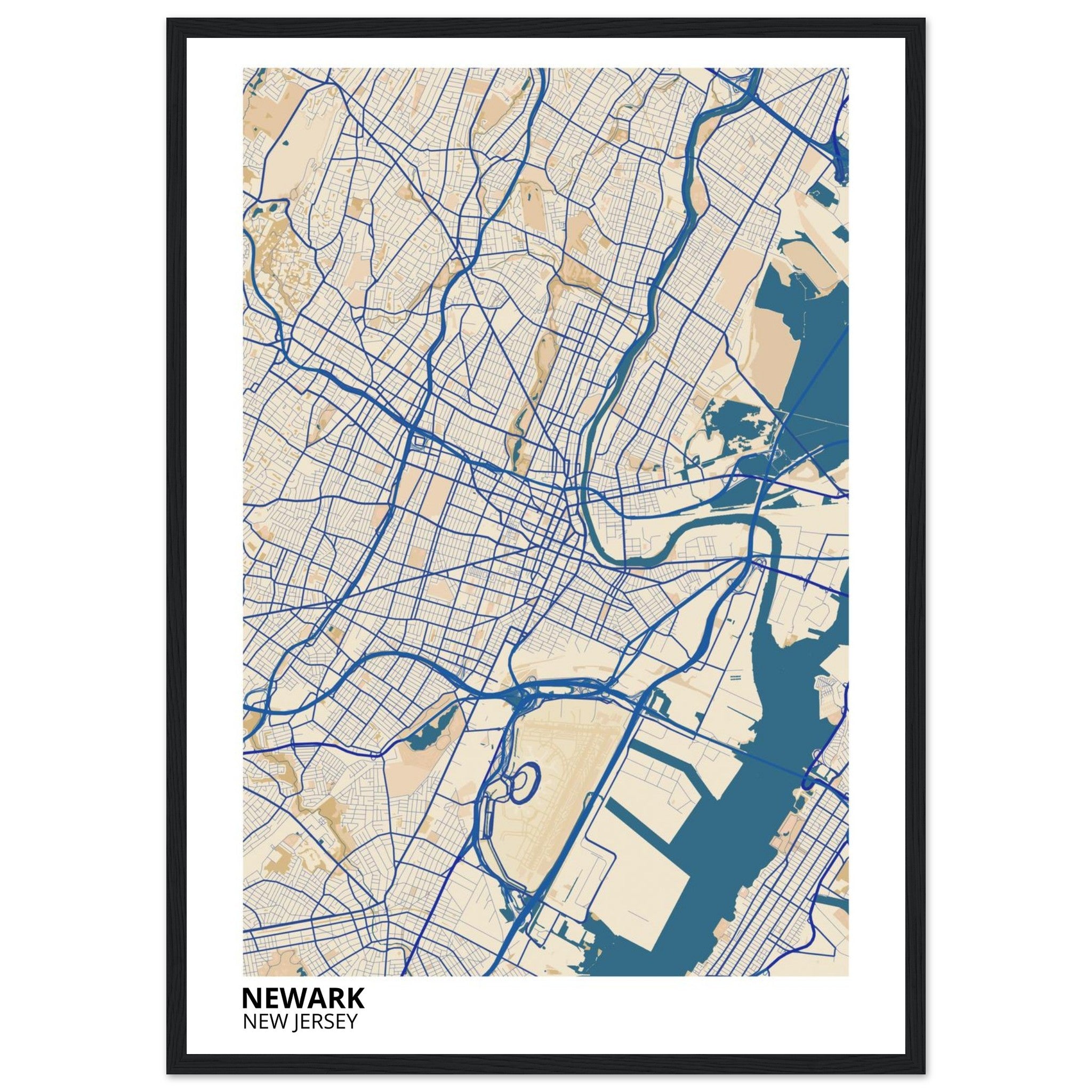 Newark New Jersey City Map Poster | Custom Map Art Print - Ink And Atlas