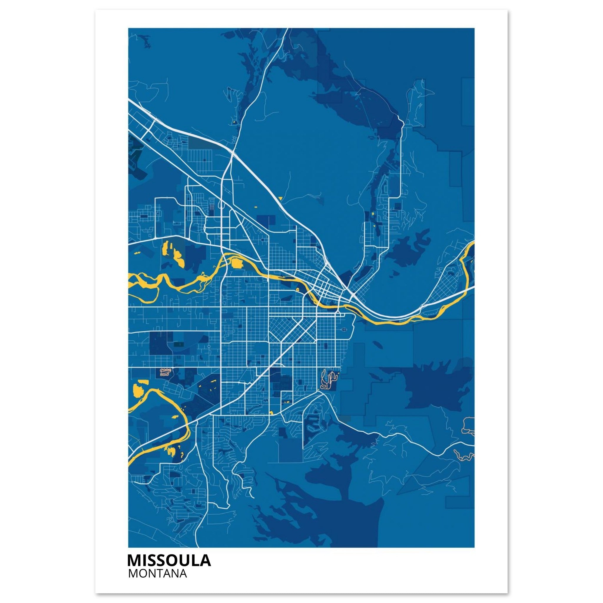 Missoula Montana City Map Poster | Custom Map Art Print - Ink And Atlas