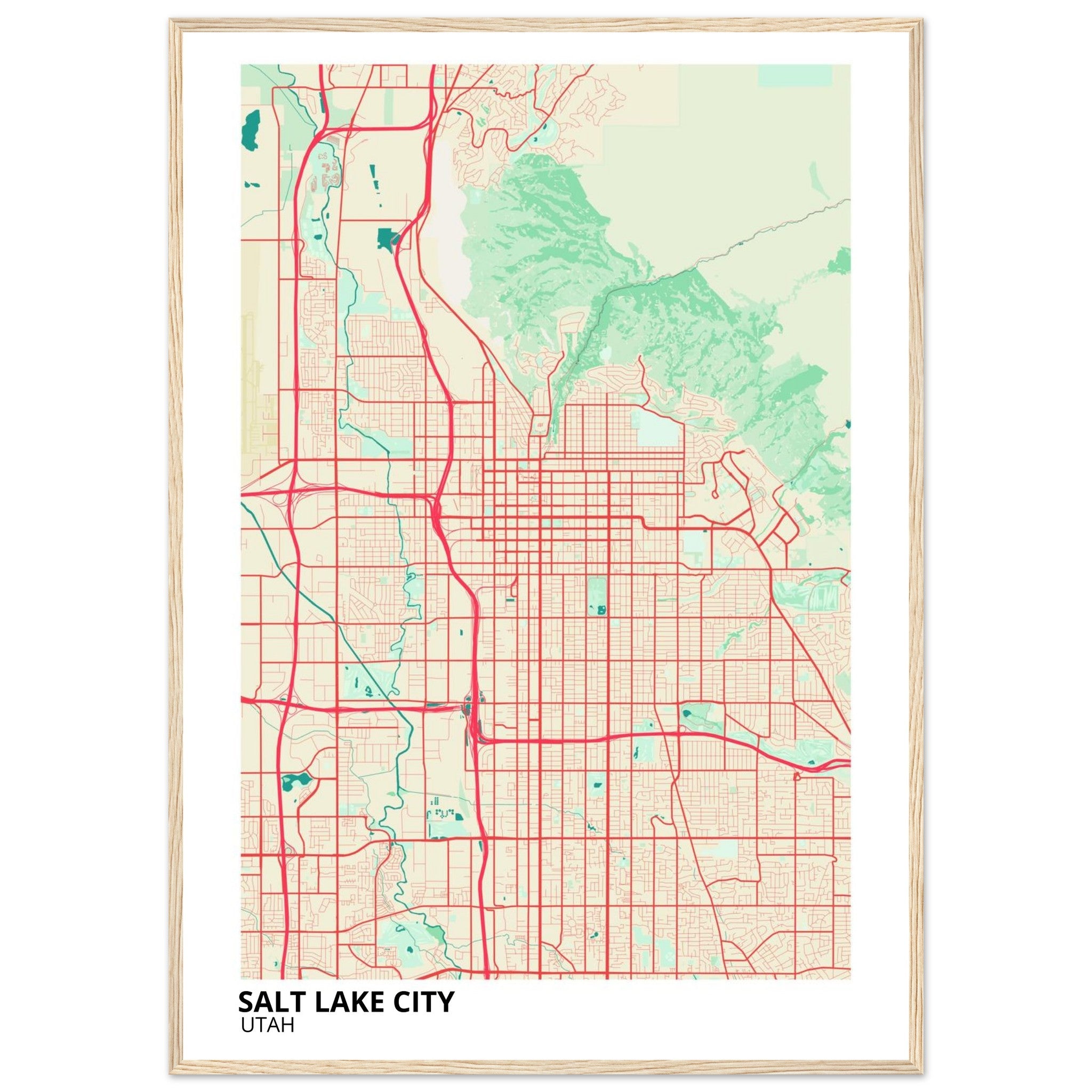 Salt Lake City Utah City Map Poster | Custom Map Art Print - Ink And Atlas