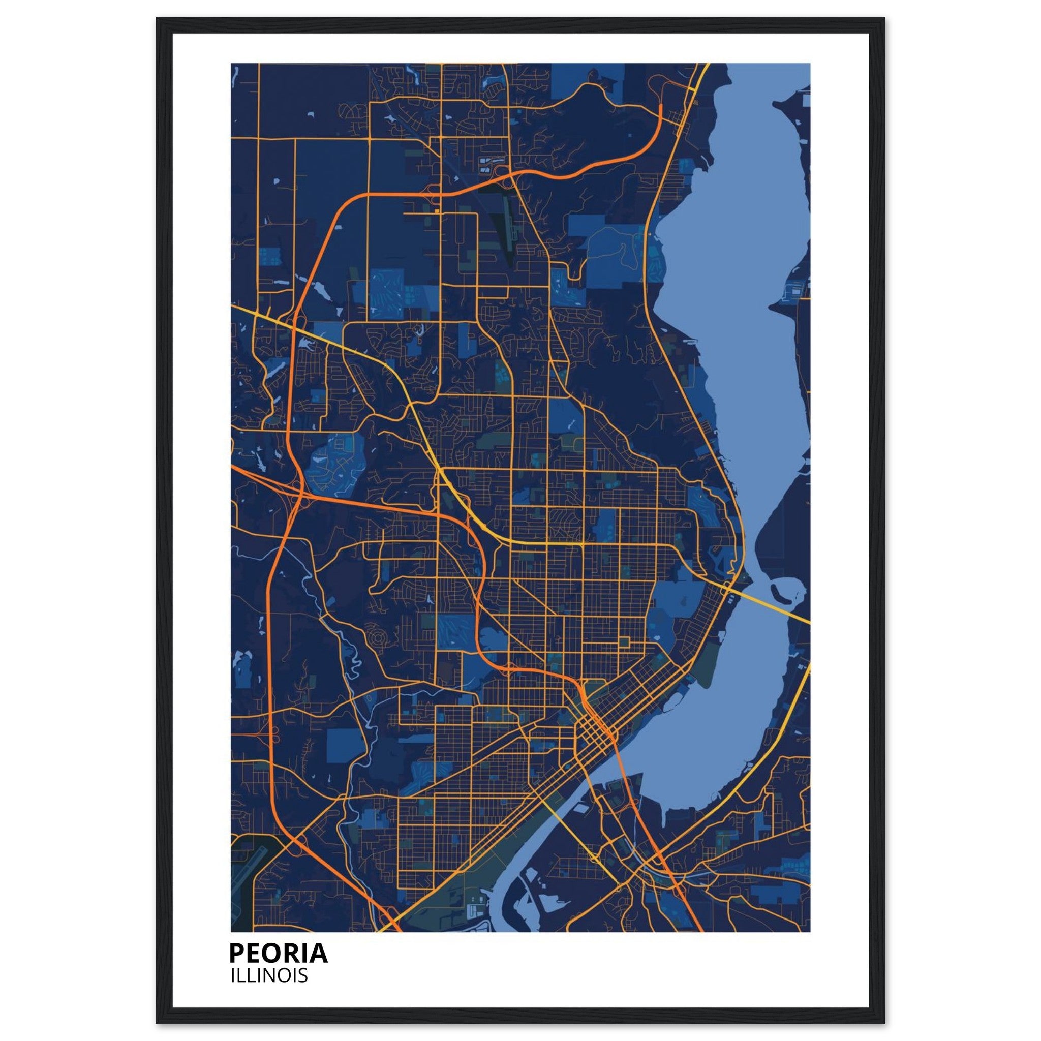 Peoria Illinois City Map Poster | Custom Map Art Print - Ink And Atlas
